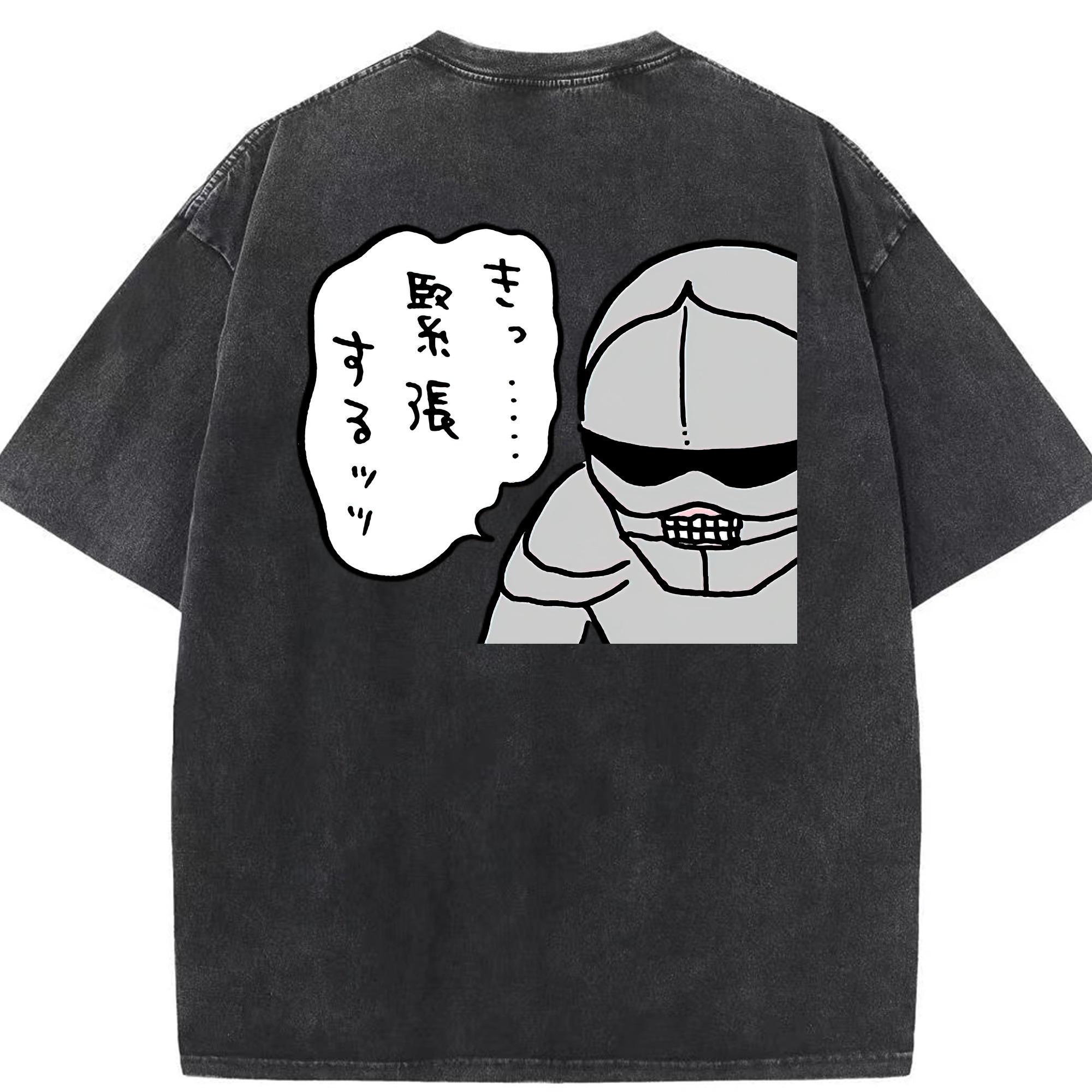 （画像用） ちいかわ 労働の鎧さん Chii-kawa Mr. Armor of Labor 綿100% ヴィンテージ風 半袖Tシャツ（背面プリント）