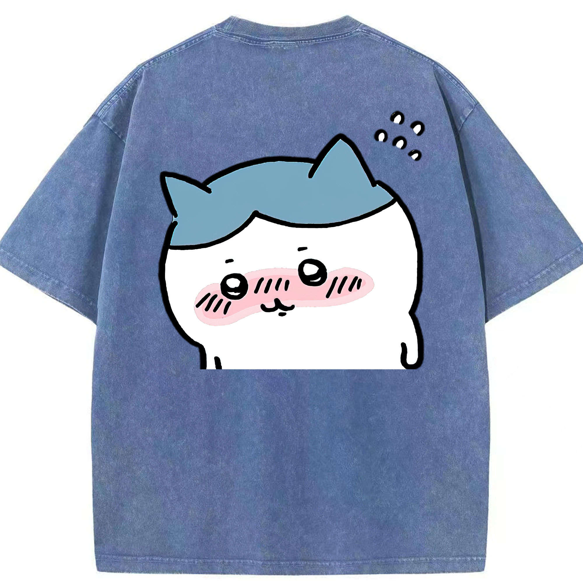 （画像用） ちいかわ ハチワレ Chii-kawa hachiware 綿100% ヴィンテージ風 半袖Tシャツ（背面プリント）
