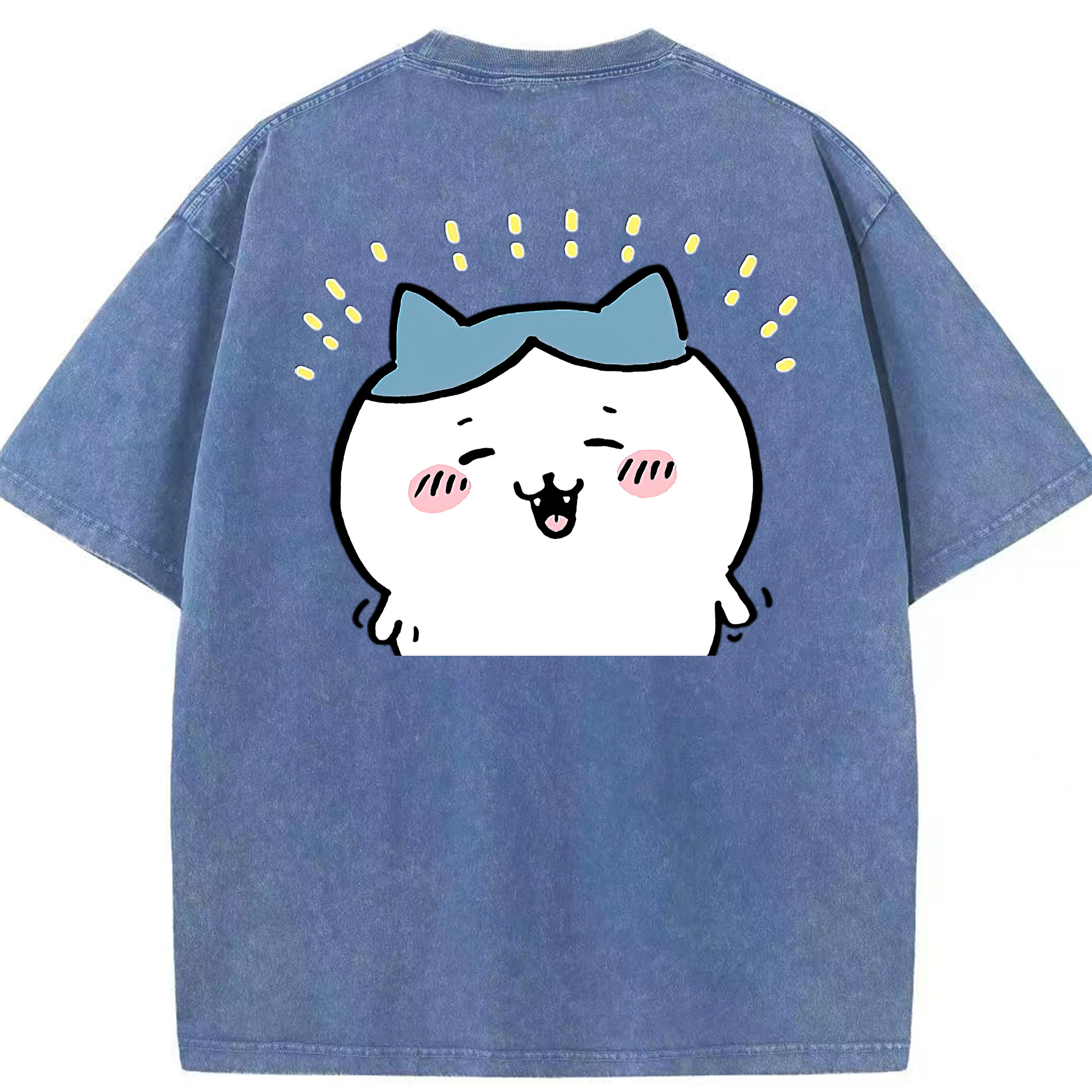 （画像用） ちいかわ ハチワレ Chii-kawa hachiware 綿100% ヴィンテージ風 半袖Tシャツ（背面プリント）