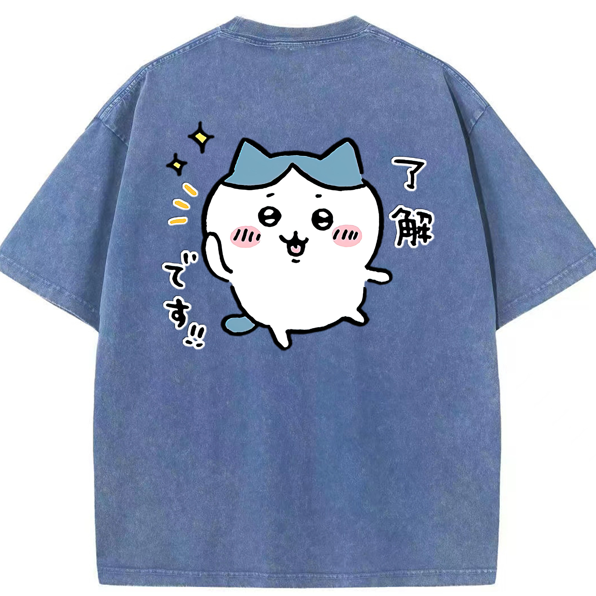 （画像用） ちいかわ ハチワレ Chii-kawa hachiware 綿100% ヴィンテージ風 半袖Tシャツ（背面プリント）