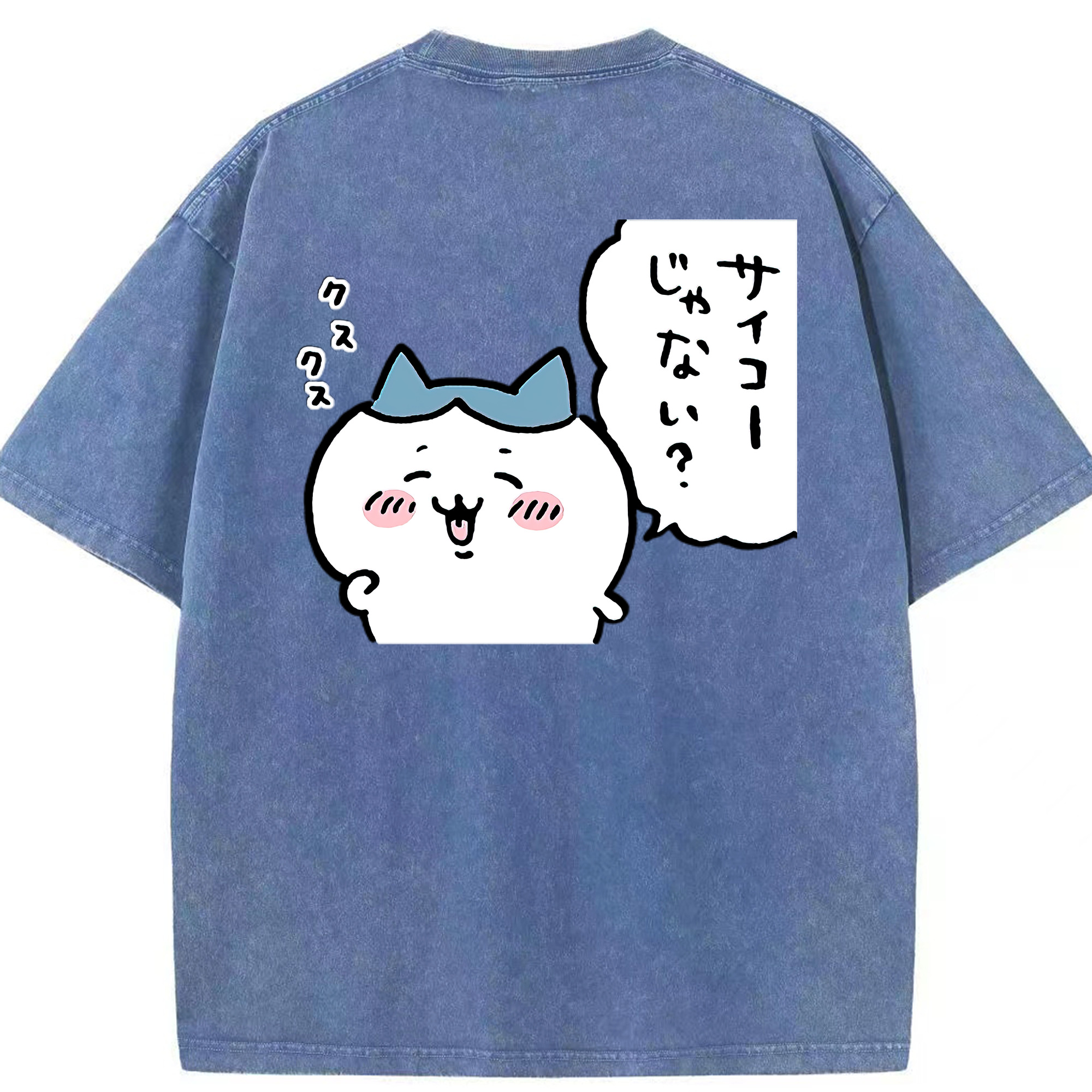 （画像用） ちいかわ ハチワレ Chii-kawa hachiware 綿100% ヴィンテージ風 半袖Tシャツ（背面プリント）