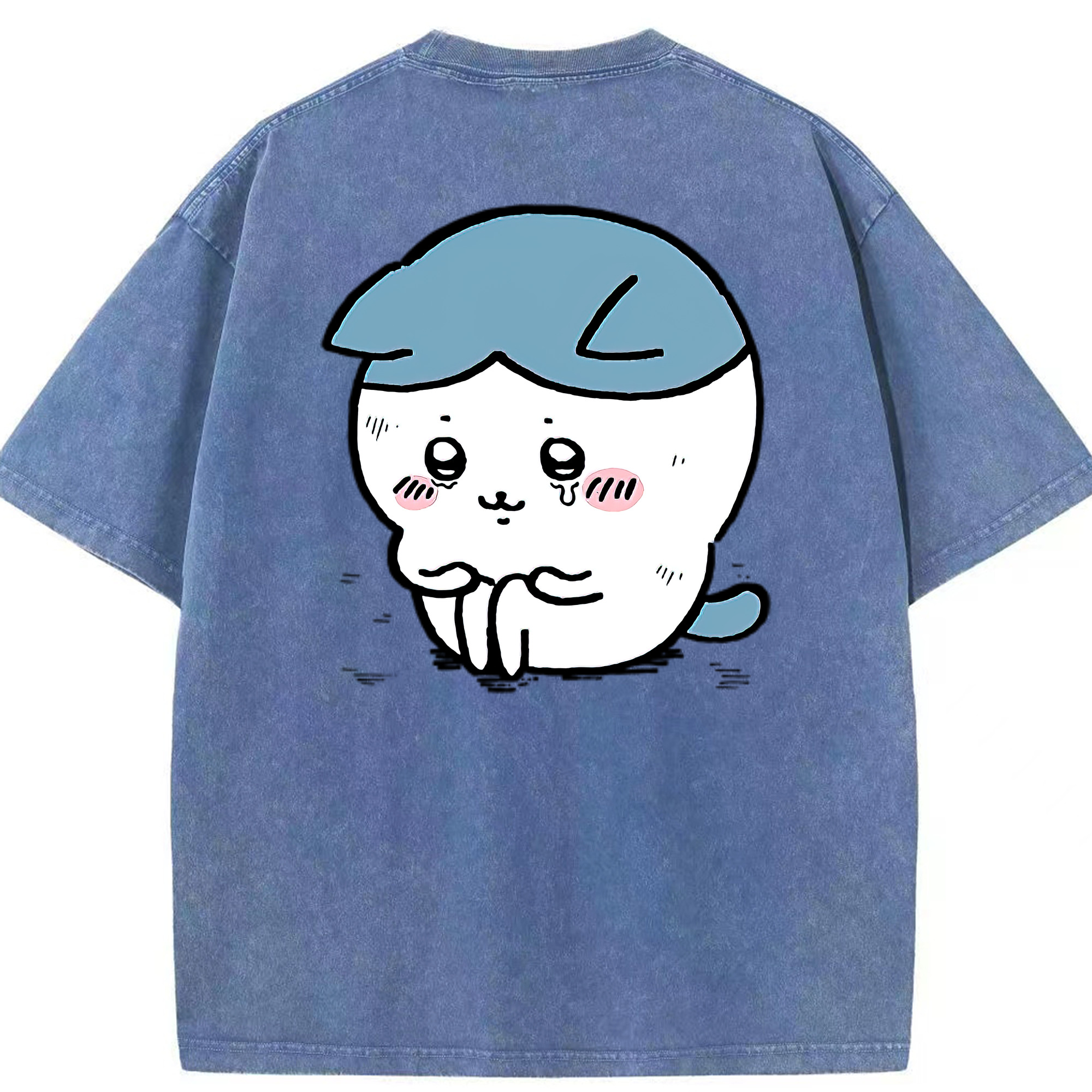 （画像用） ちいかわ ハチワレ Chii-kawa hachiware 綿100% ヴィンテージ風 半袖Tシャツ（背面プリント）