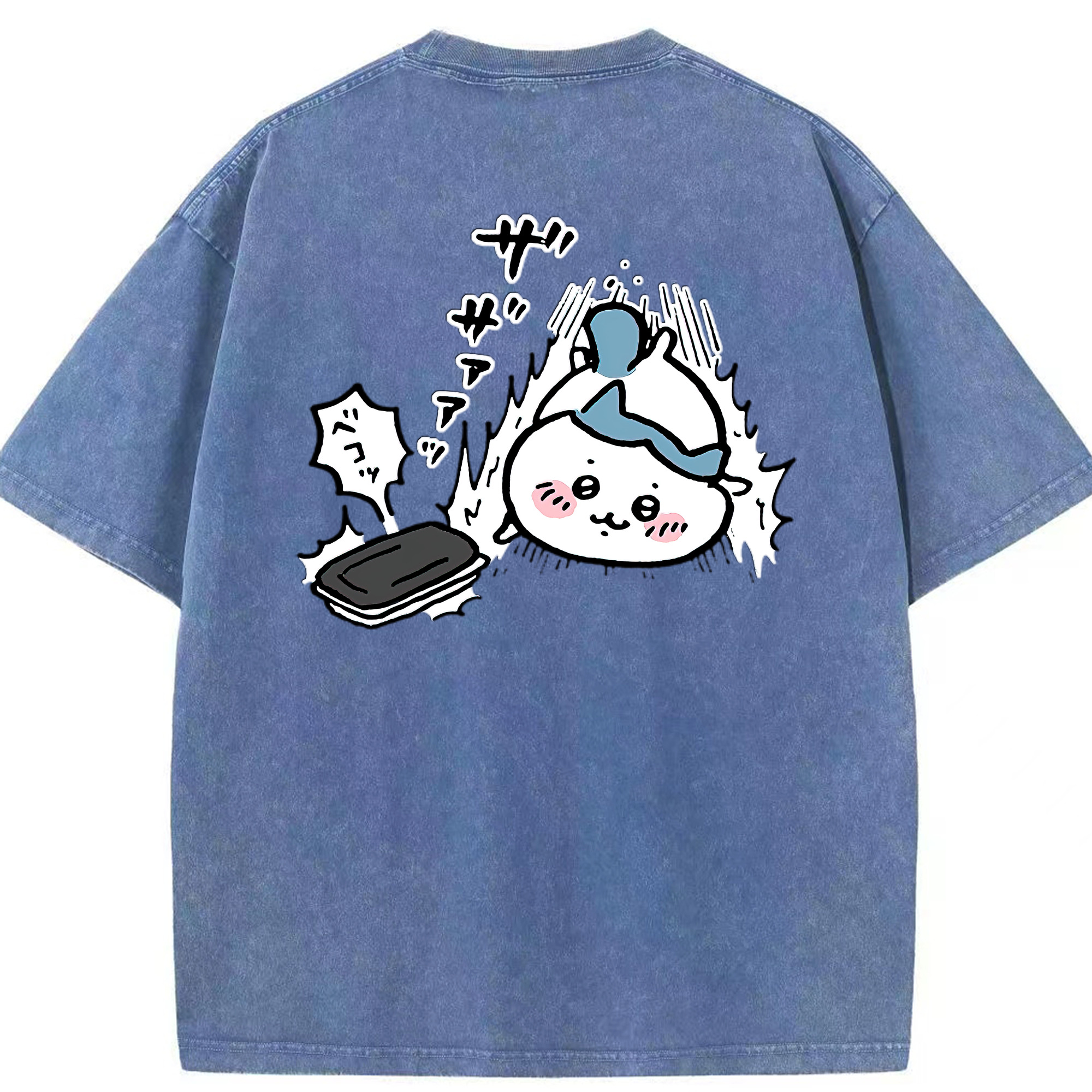 （画像用） ちいかわ ハチワレ Chii-kawa hachiware 綿100% ヴィンテージ風 半袖Tシャツ（背面プリント）