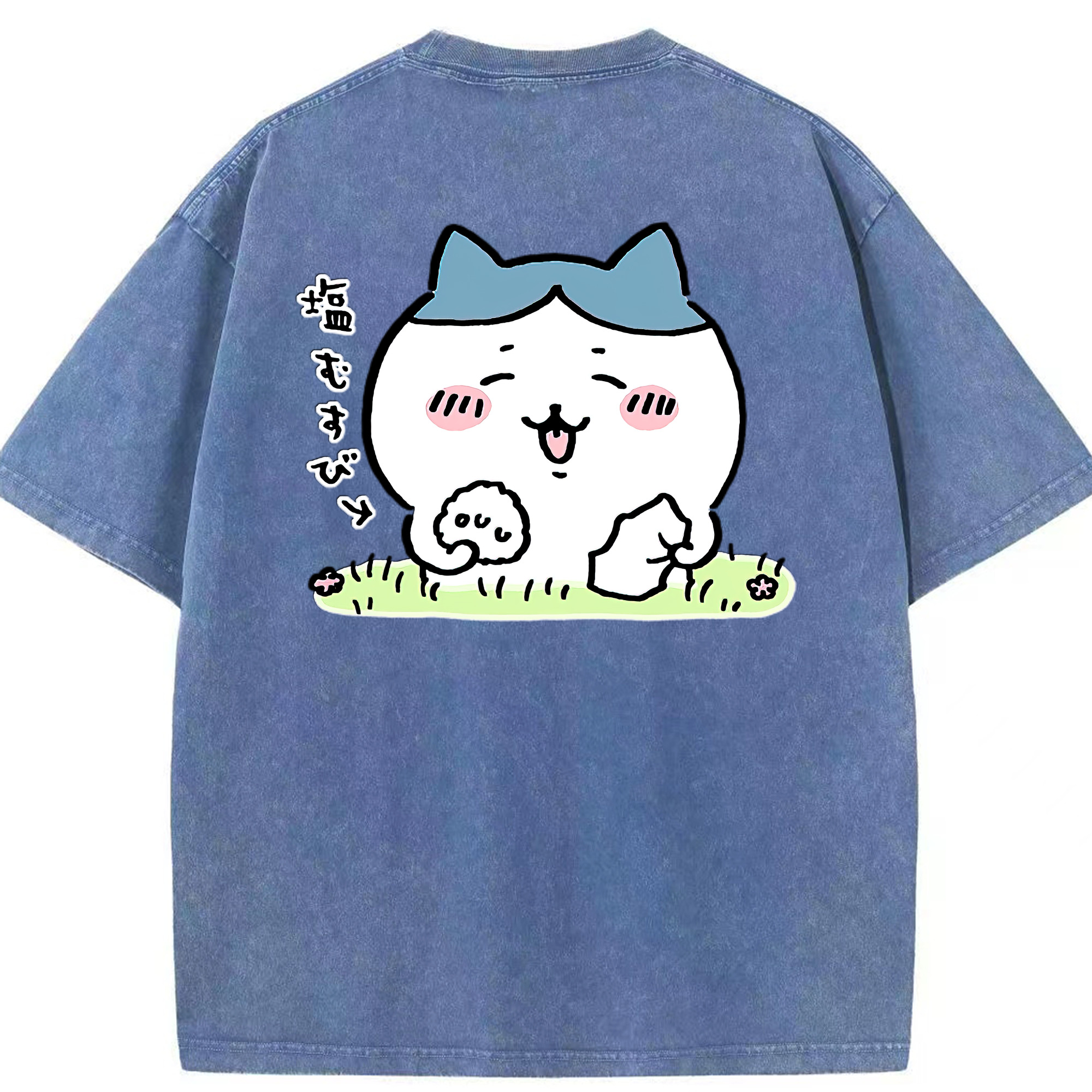 （画像用） ちいかわ ハチワレ Chii-kawa hachiware 綿100% ヴィンテージ風 半袖Tシャツ（背面プリント）