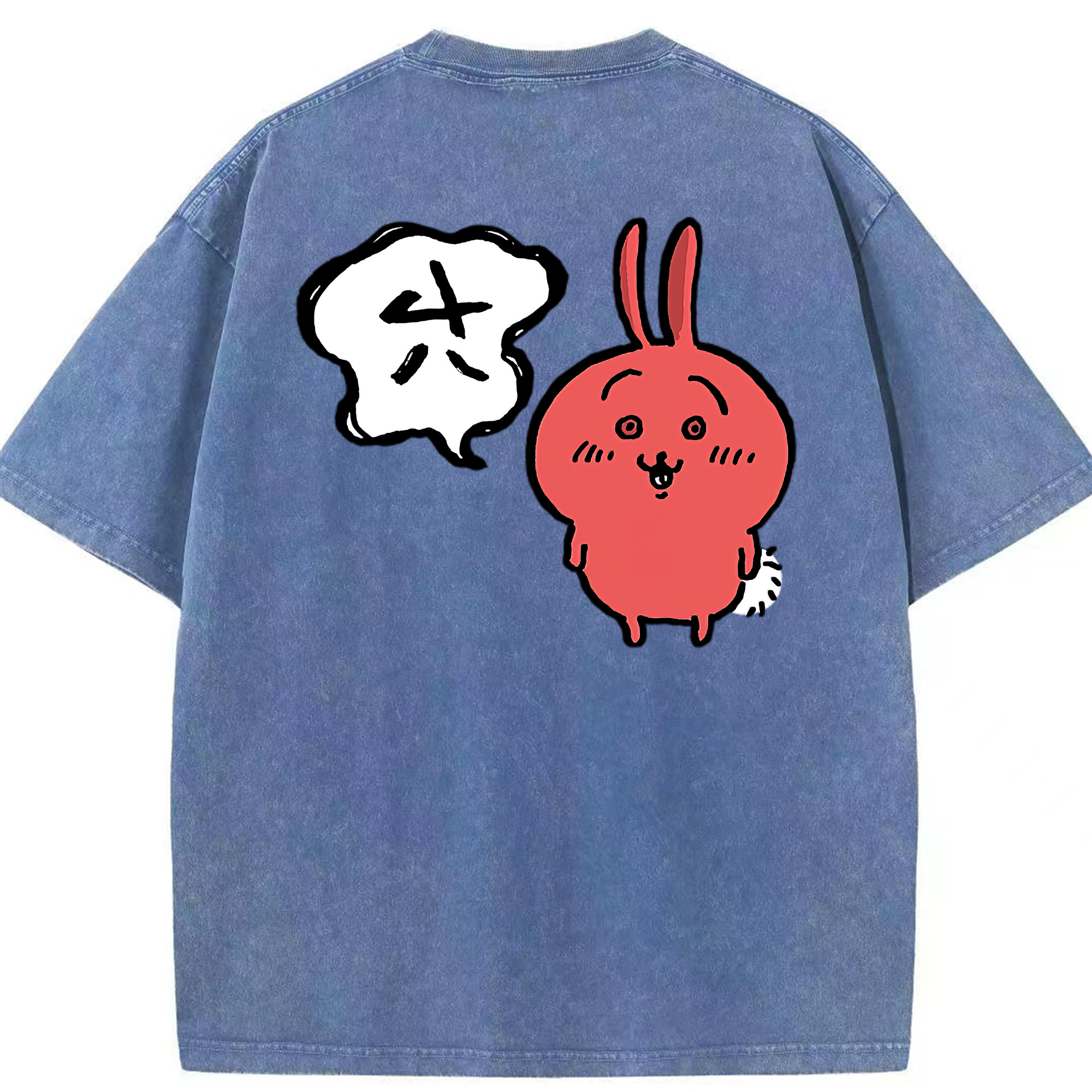 （画像用） ちいかわ ハチワレ Chii-kawa hachiware 綿100% ヴィンテージ風 半袖Tシャツ（背面プリント）