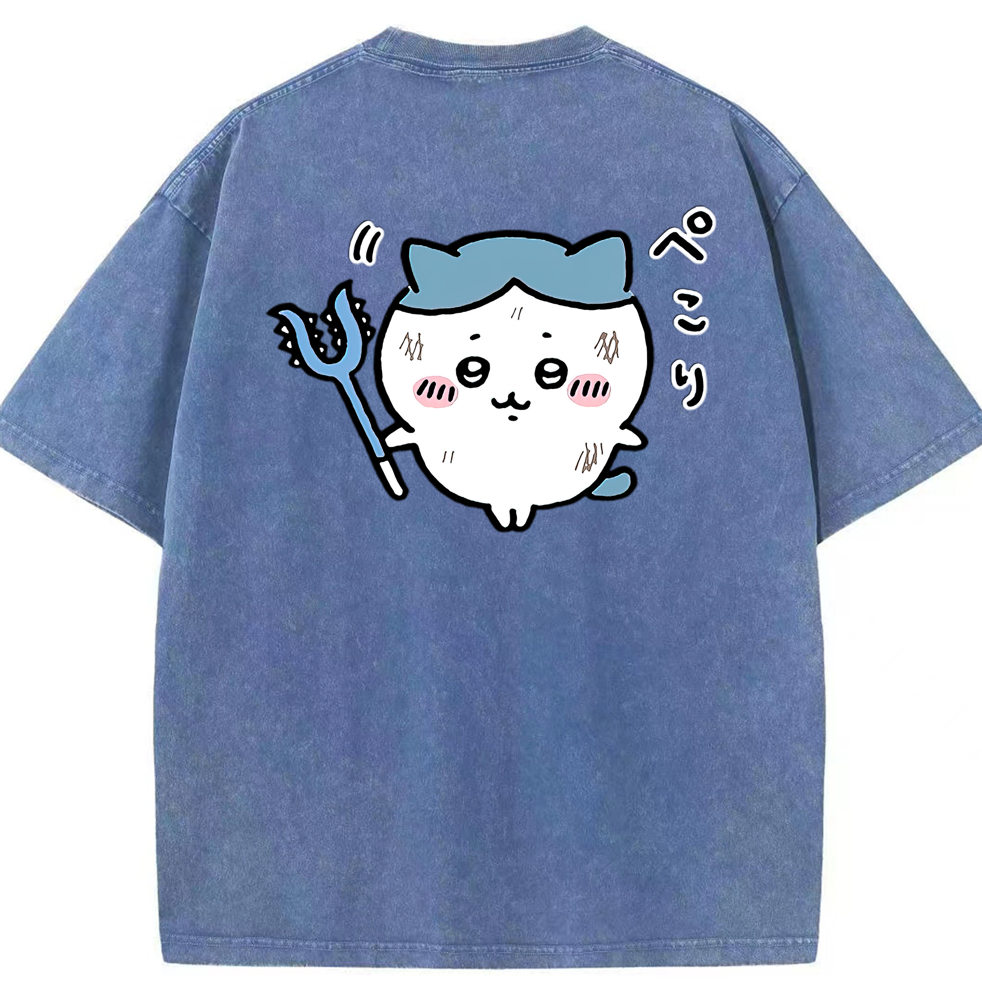 （画像用） ちいかわ ハチワレ Chii-kawa hachiware 綿100% ヴィンテージ風 半袖Tシャツ（背面プリント）