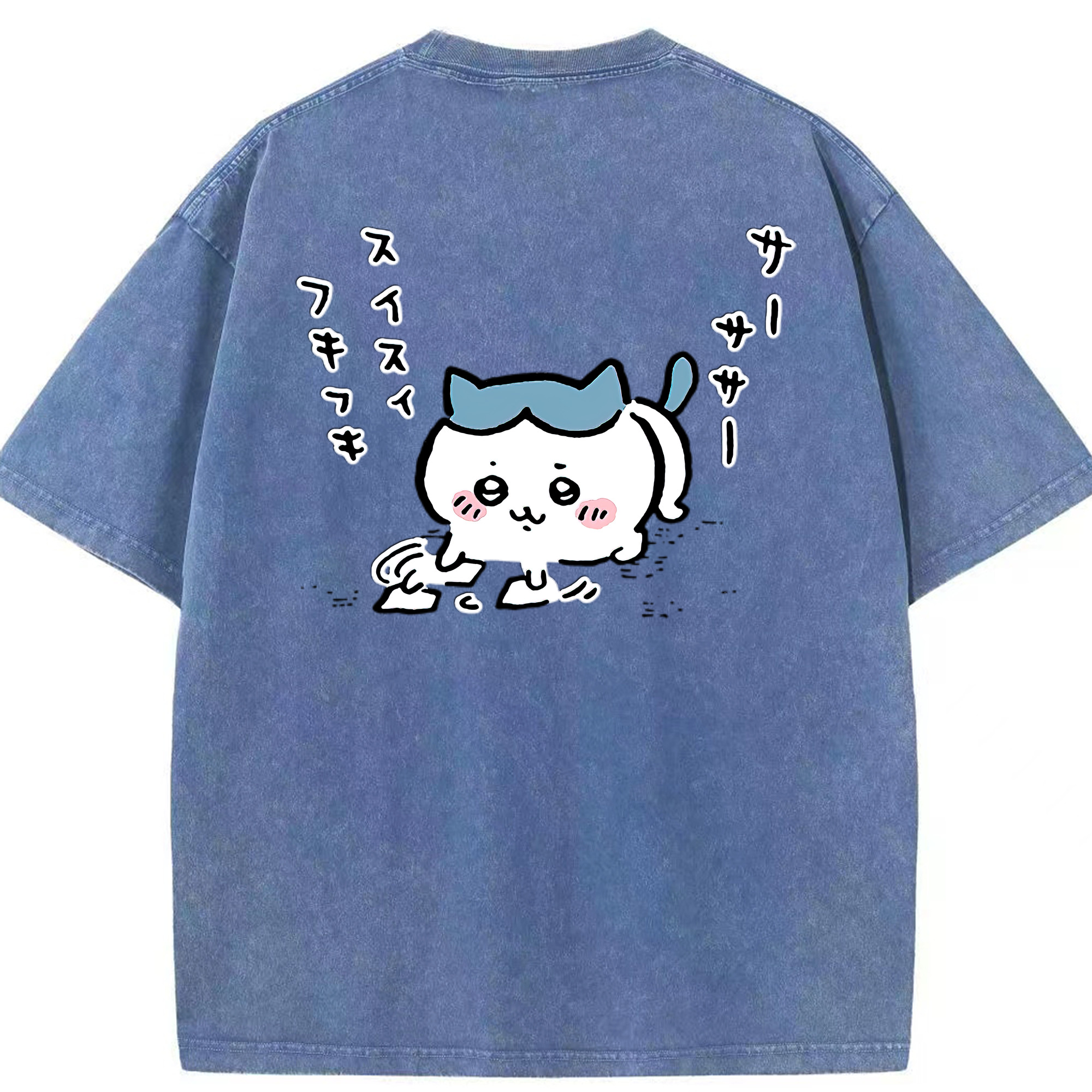 （画像用） ちいかわ ハチワレ Chii-kawa hachiware 綿100% ヴィンテージ風 半袖Tシャツ（背面プリント）