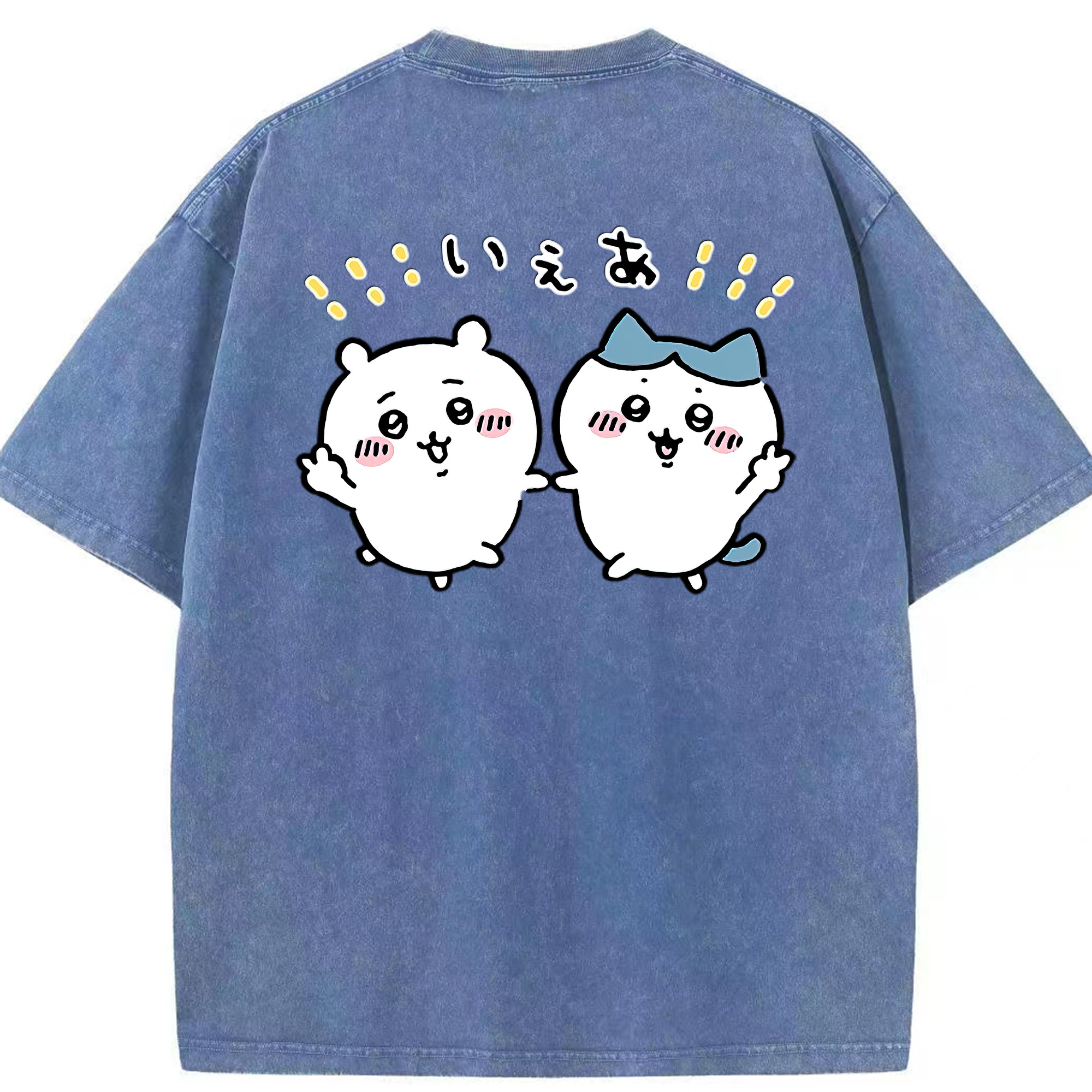 （画像用） ちいかわ ハチワレ Chii-kawa hachiware 綿100% ヴィンテージ風 半袖Tシャツ（背面プリント）
