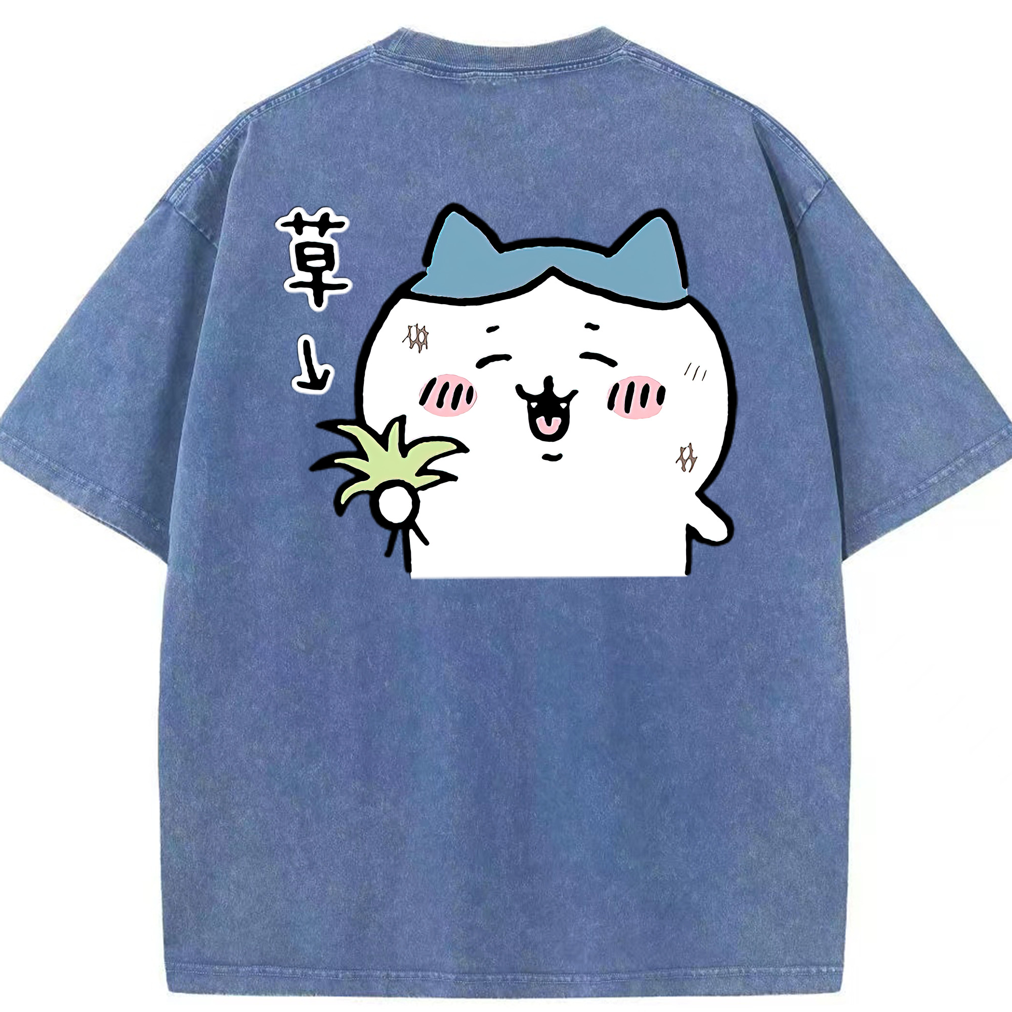 （画像用） ちいかわ ハチワレ Chii-kawa hachiware 綿100% ヴィンテージ風 半袖Tシャツ（背面プリント）