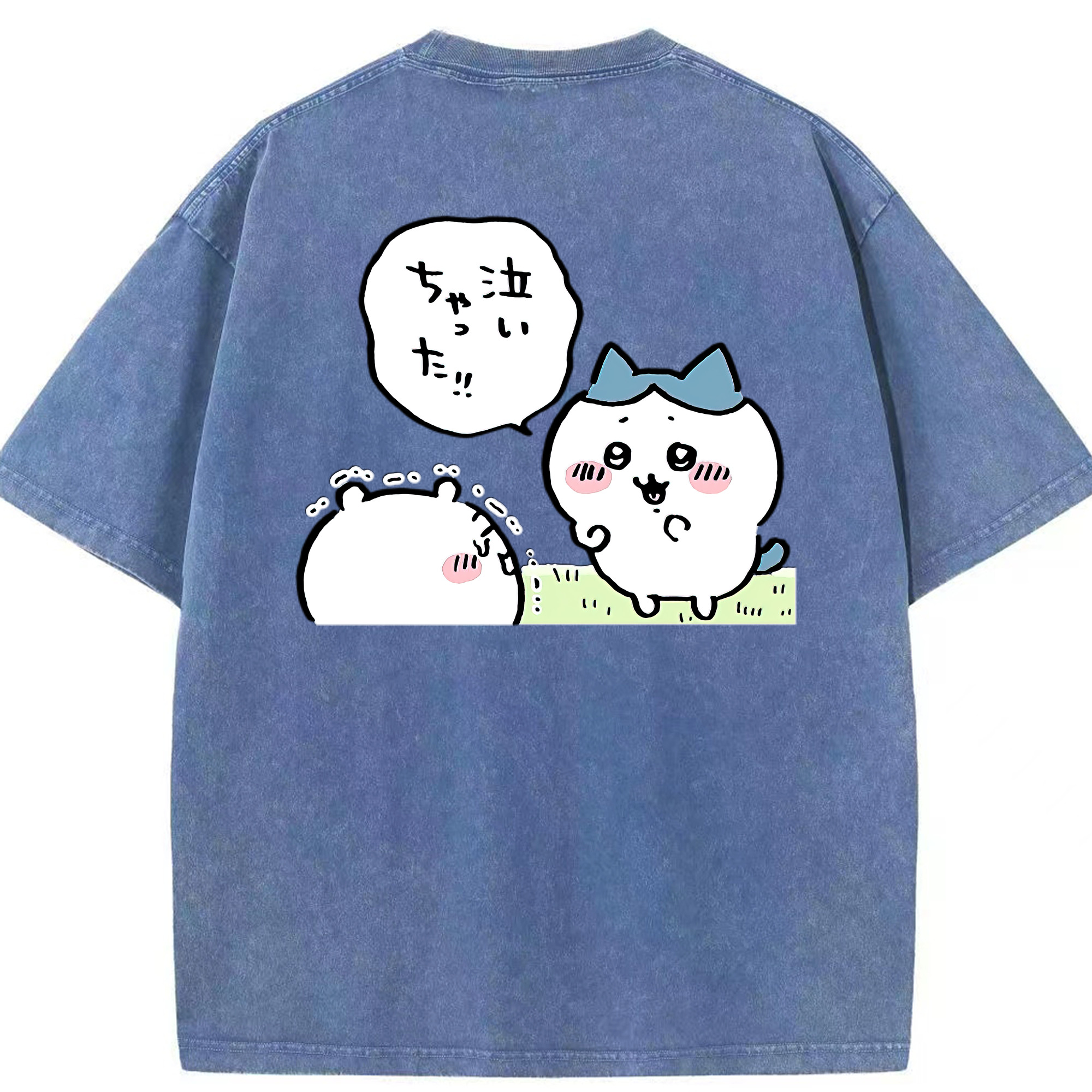 （画像用） ちいかわ ハチワレ Chii-kawa hachiware 綿100% ヴィンテージ風 半袖Tシャツ（背面プリント）
