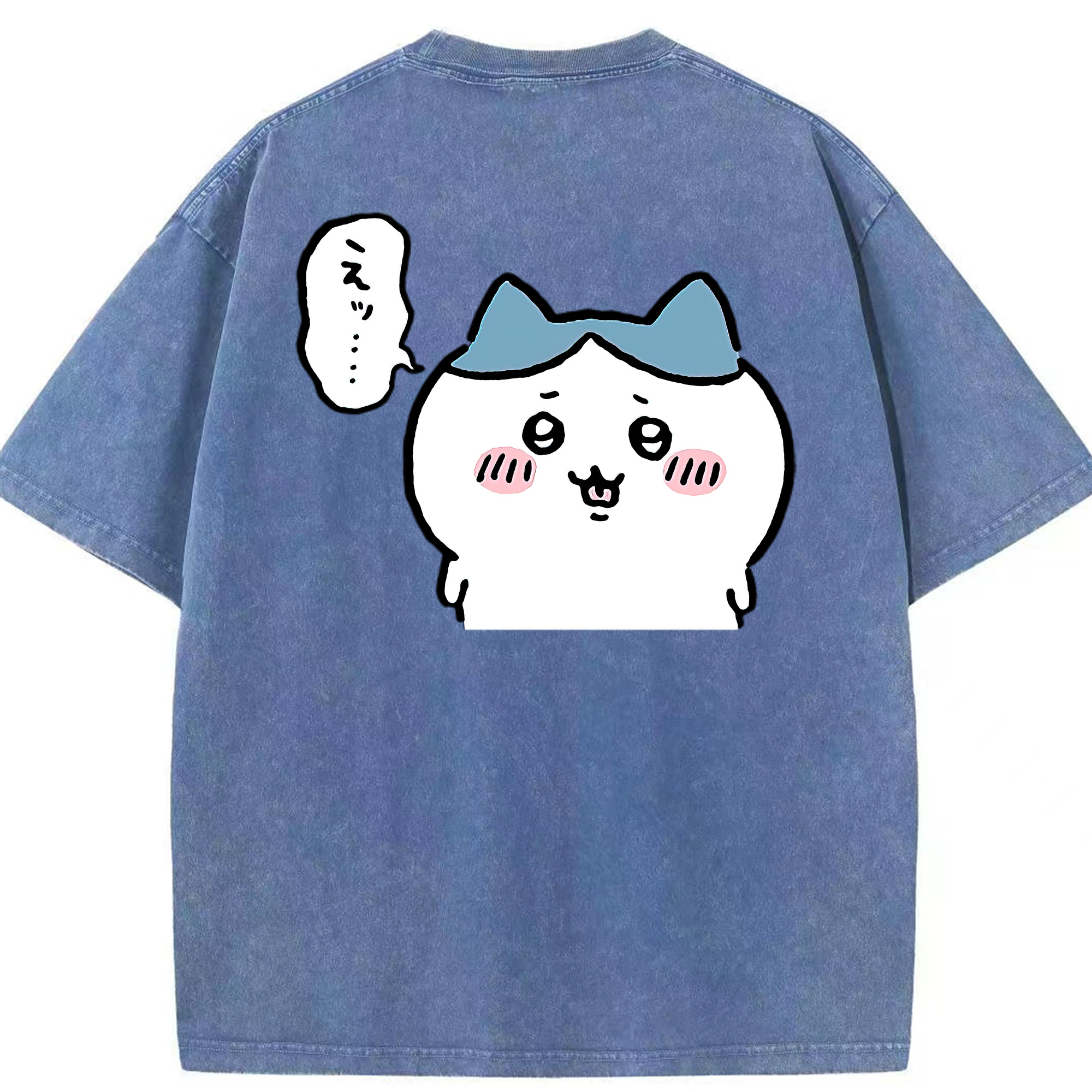 （画像用） ちいかわ ハチワレ Chii-kawa hachiware 綿100% ヴィンテージ風 半袖Tシャツ（背面プリント）