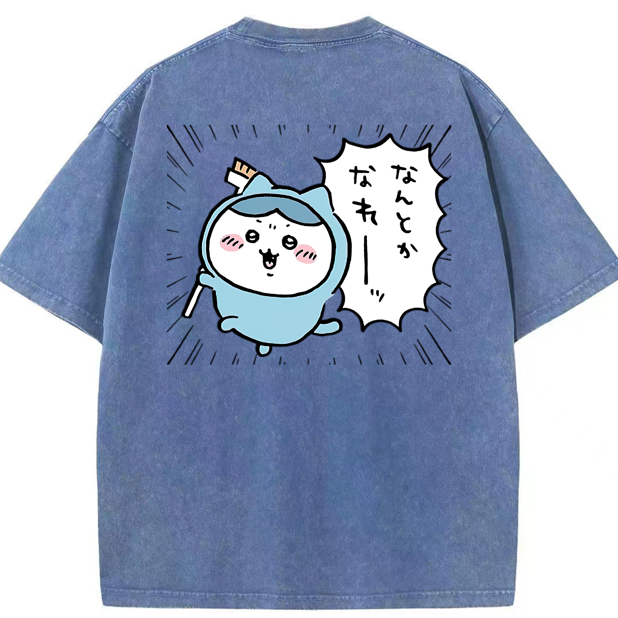 （画像用） ちいかわ ハチワレ Chii-kawa hachiware 綿100% ヴィンテージ風 半袖Tシャツ（背面プリント）