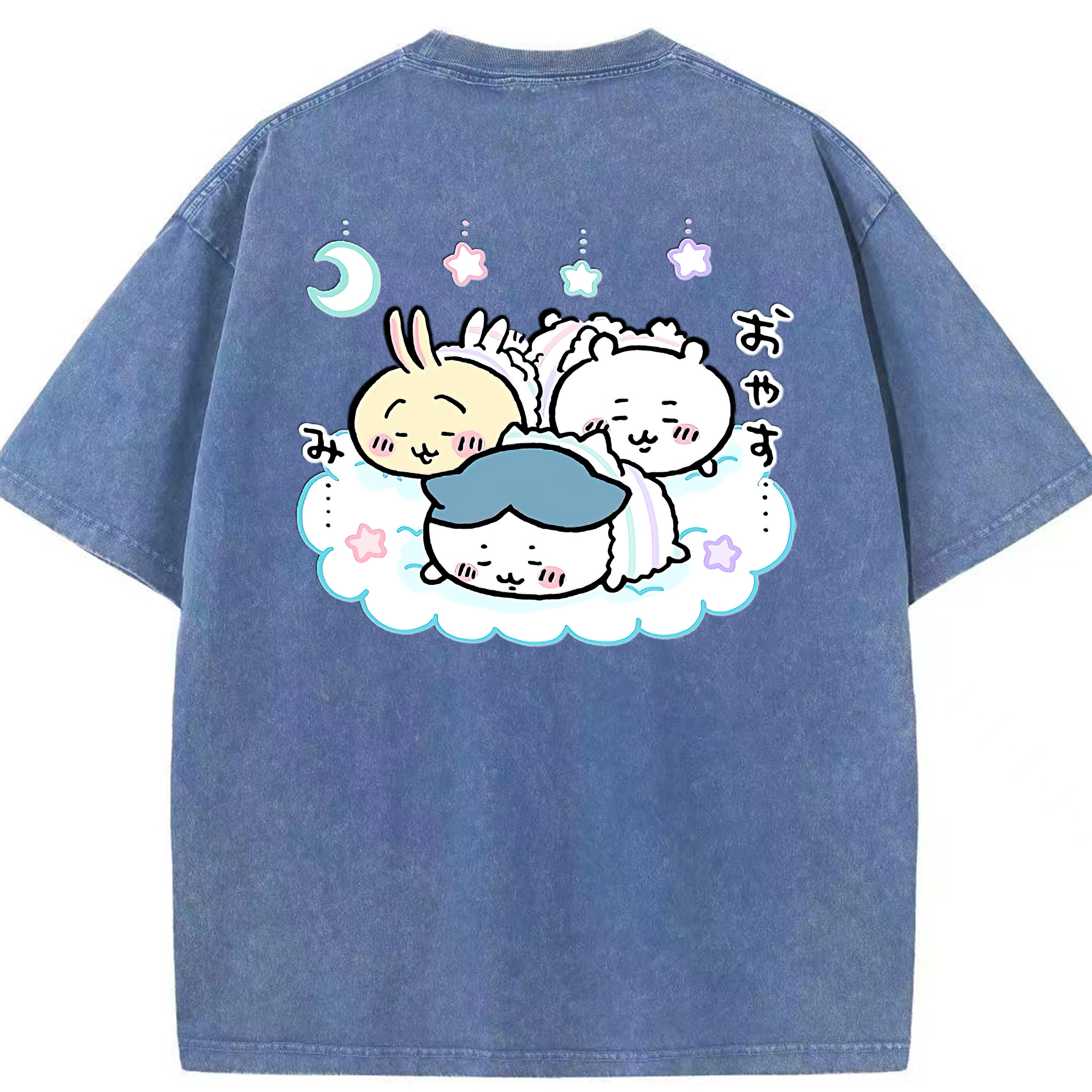 （画像用） ちいかわ ハチワレ Chii-kawa hachiware 綿100% ヴィンテージ風 半袖Tシャツ（背面プリント）