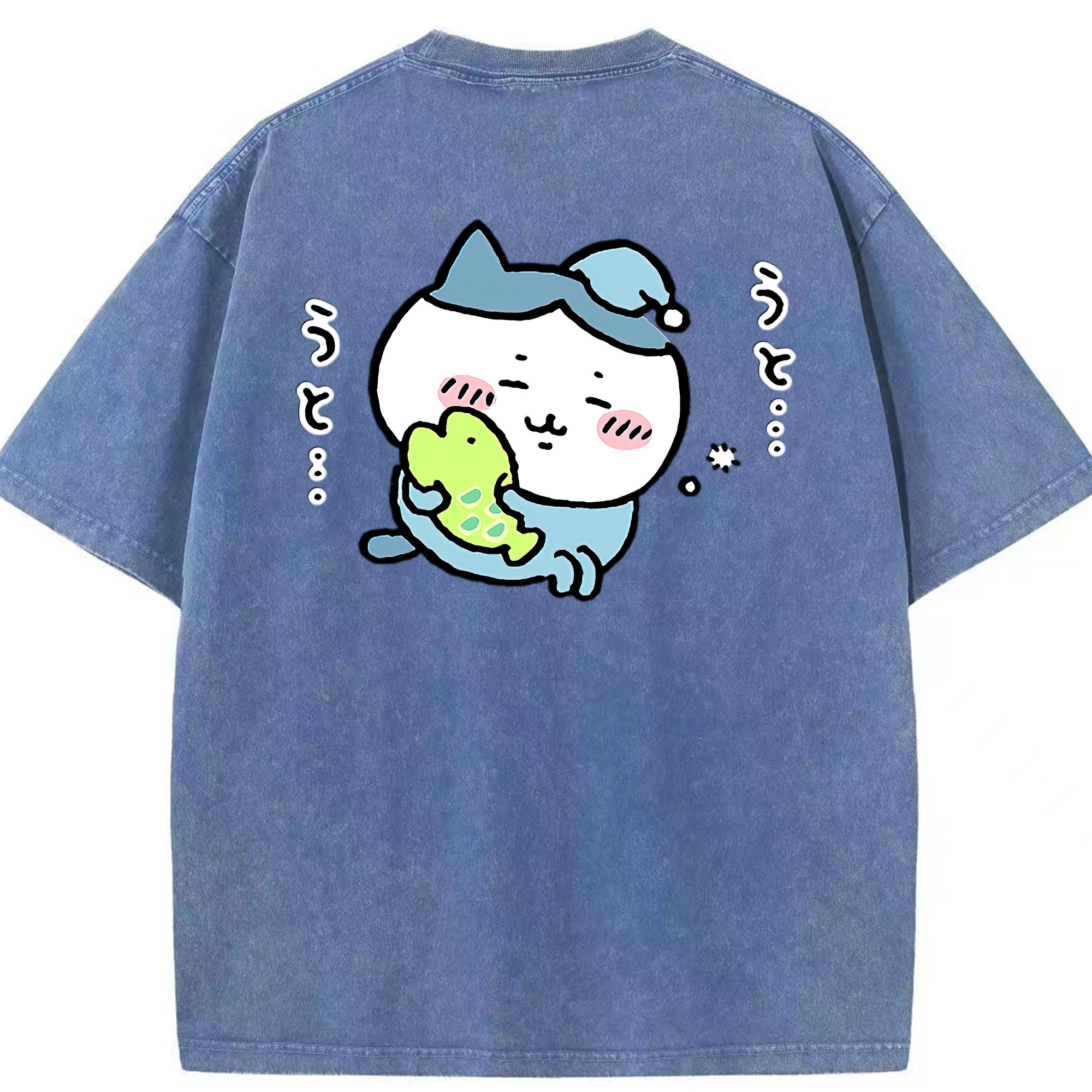 （画像用） ちいかわ ハチワレ Chii-kawa hachiware 綿100% ヴィンテージ風 半袖Tシャツ（背面プリント）