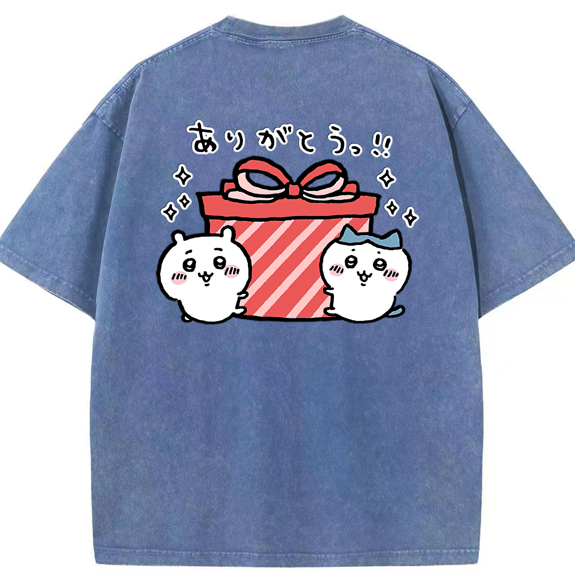 （画像用） ちいかわ ハチワレ Chii-kawa hachiware 綿100% ヴィンテージ風 半袖Tシャツ（背面プリント）