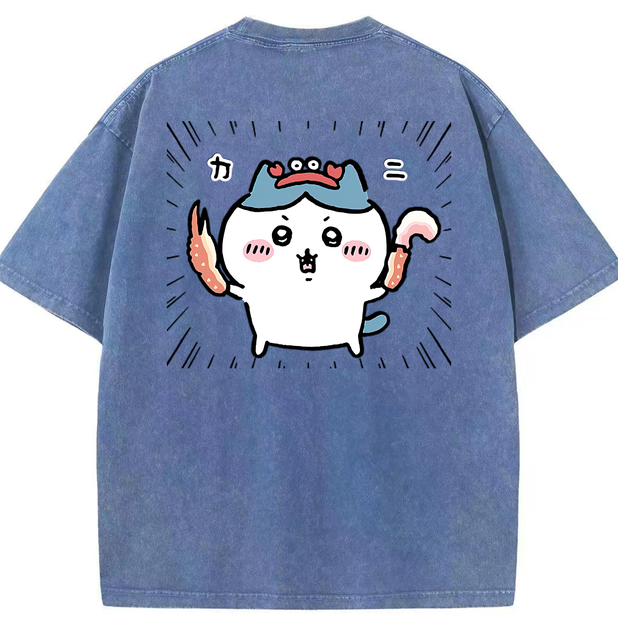 （画像用） ちいかわ ハチワレ Chii-kawa hachiware 綿100% ヴィンテージ風 半袖Tシャツ（背面プリント）