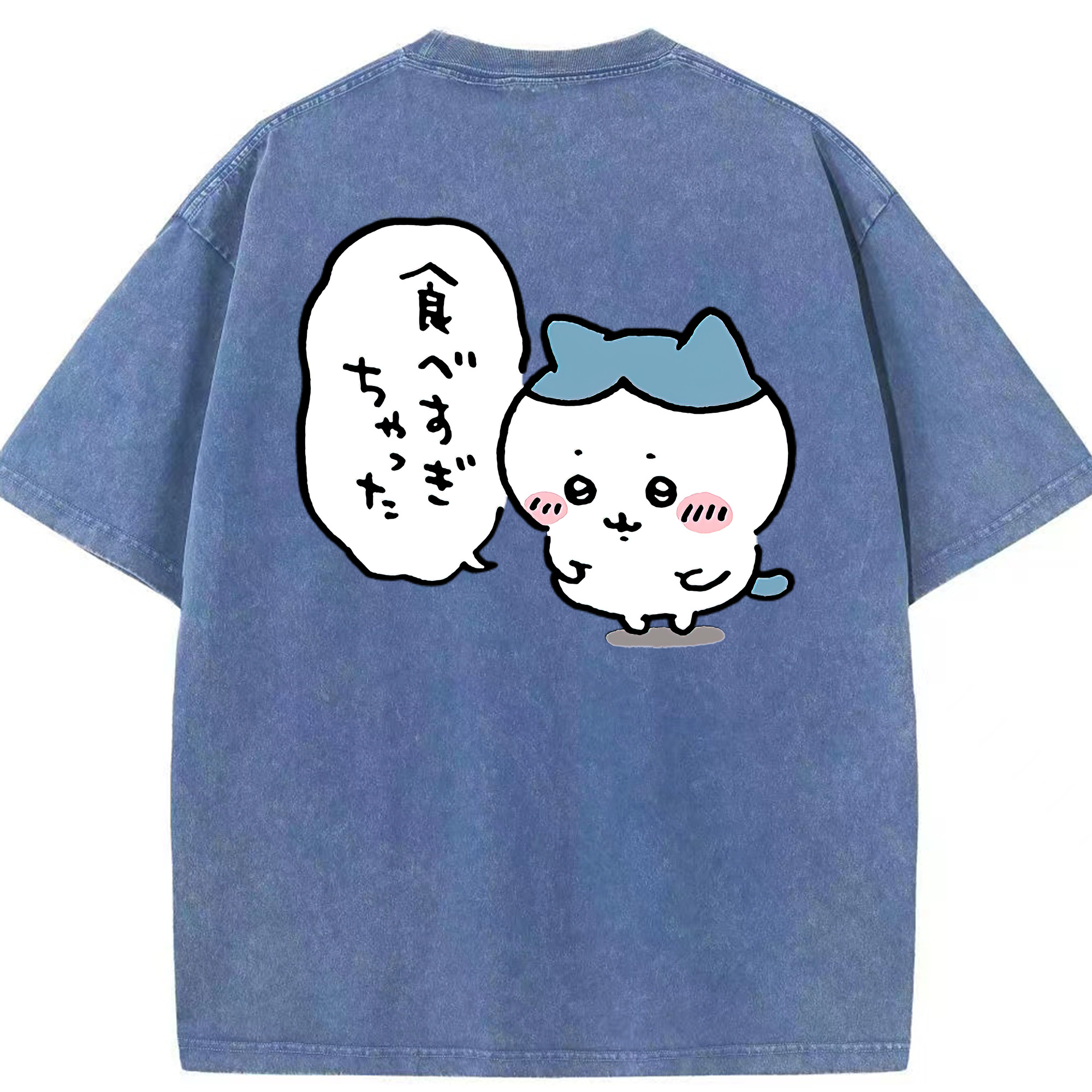 （画像用） ちいかわ ハチワレ Chii-kawa hachiware 綿100% ヴィンテージ風 半袖Tシャツ（背面プリント）