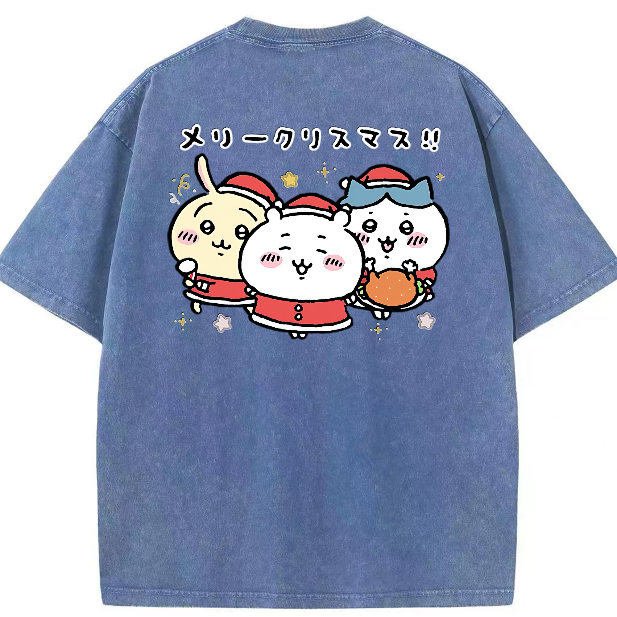 （画像用） ちいかわ ハチワレ Chii-kawa hachiware 綿100% ヴィンテージ風 半袖Tシャツ（背面プリント）