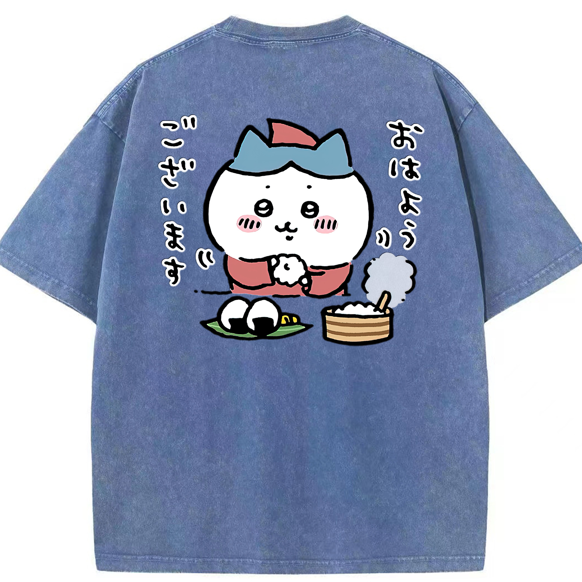 （画像用） ちいかわ ハチワレ Chii-kawa hachiware 綿100% ヴィンテージ風 半袖Tシャツ（背面プリント）