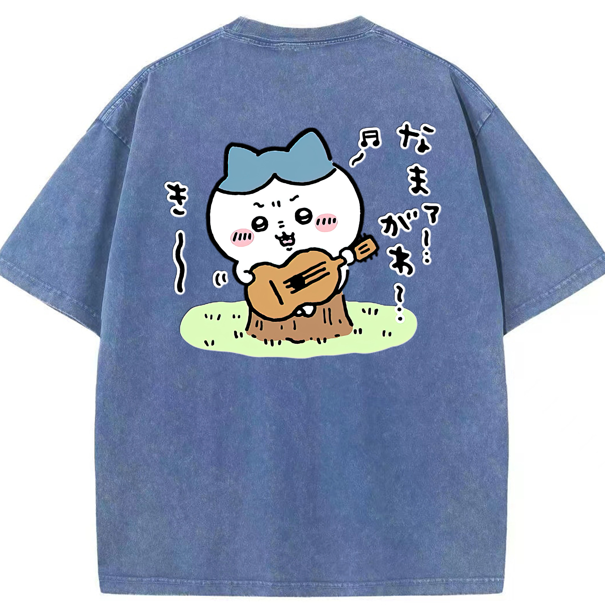 （画像用） ちいかわ ハチワレ Chii-kawa hachiware 綿100% ヴィンテージ風 半袖Tシャツ（背面プリント）