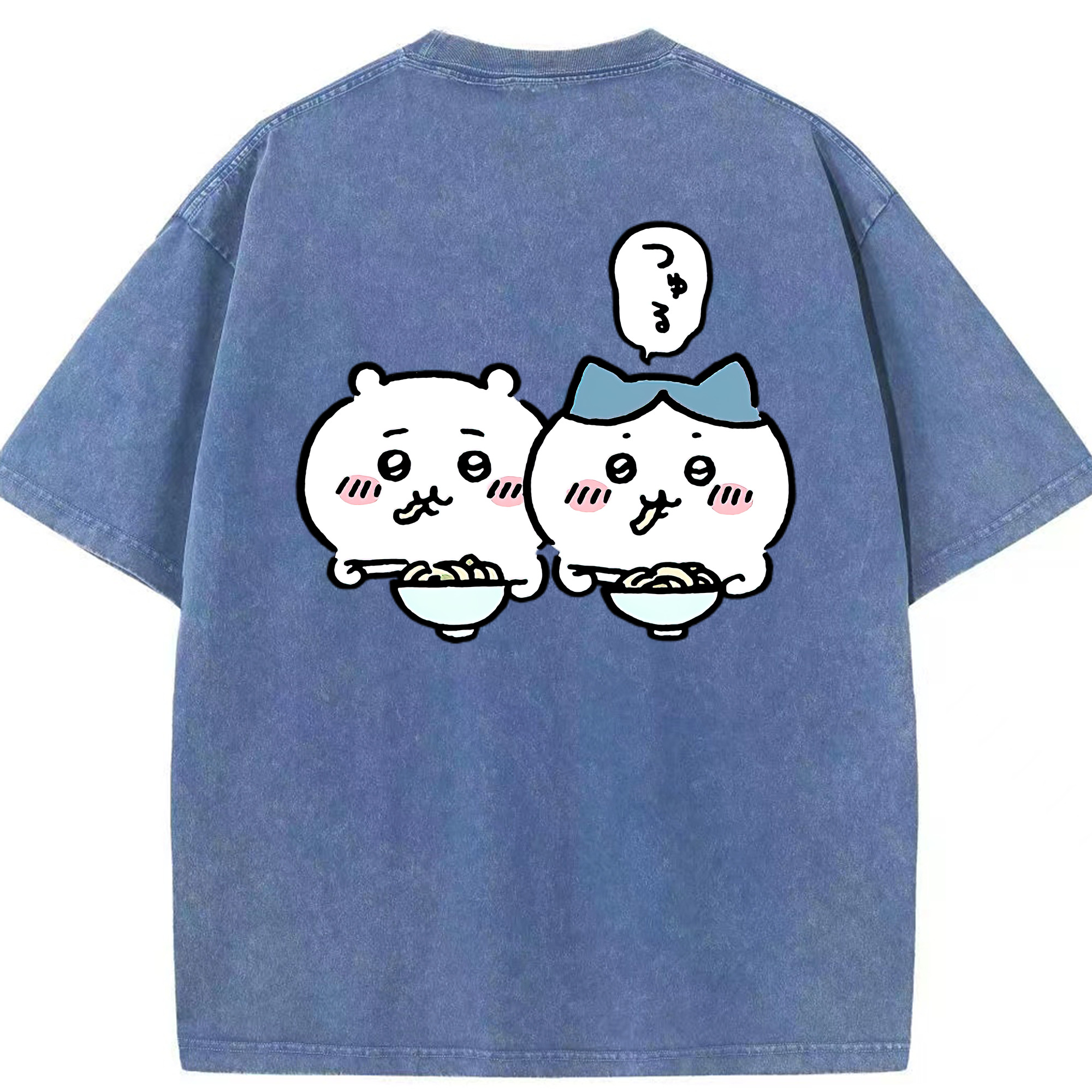 （画像用） ちいかわ ハチワレ Chii-kawa hachiware 綿100% ヴィンテージ風 半袖Tシャツ（背面プリント）