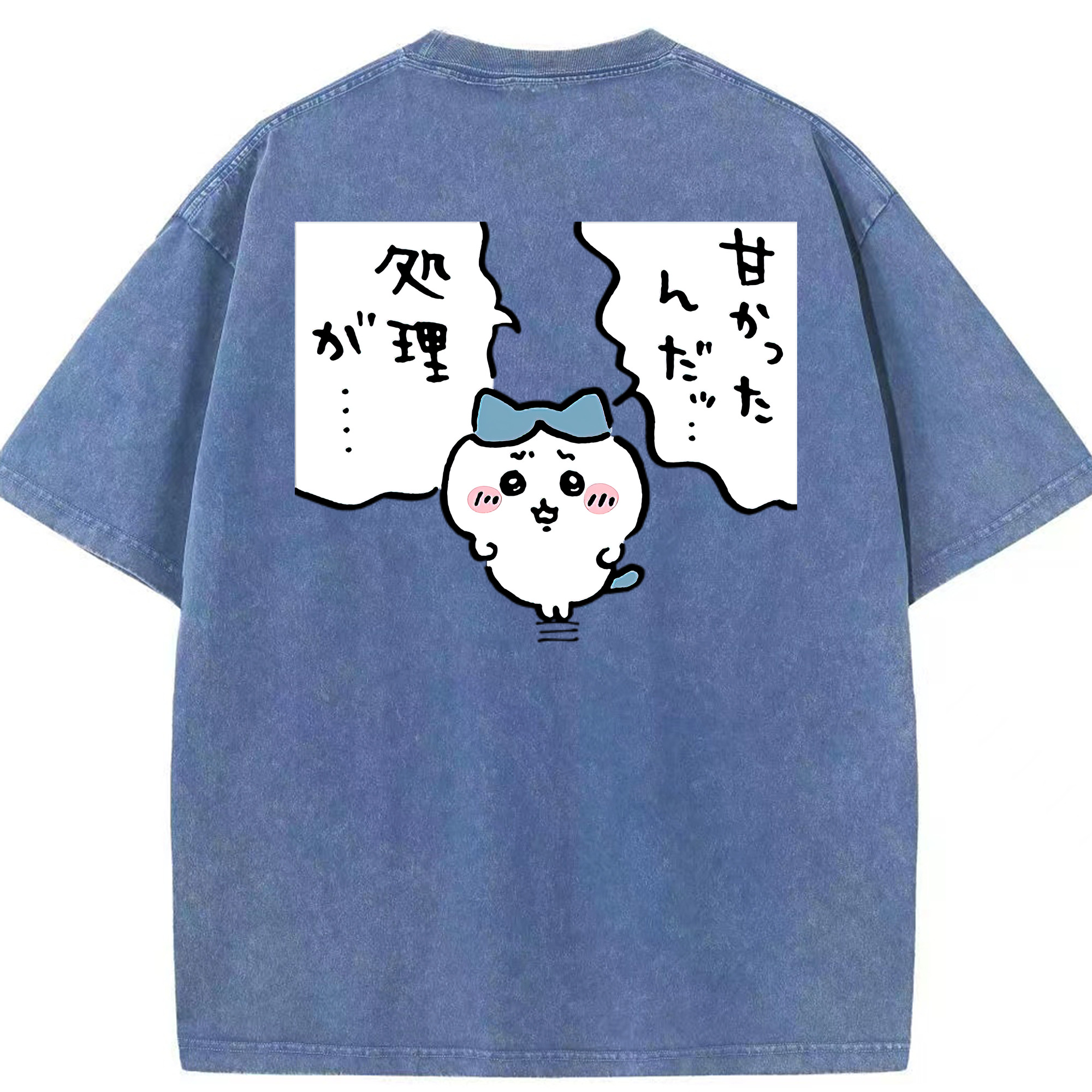 （画像用） ちいかわ ハチワレ Chii-kawa hachiware 綿100% ヴィンテージ風 半袖Tシャツ（背面プリント）
