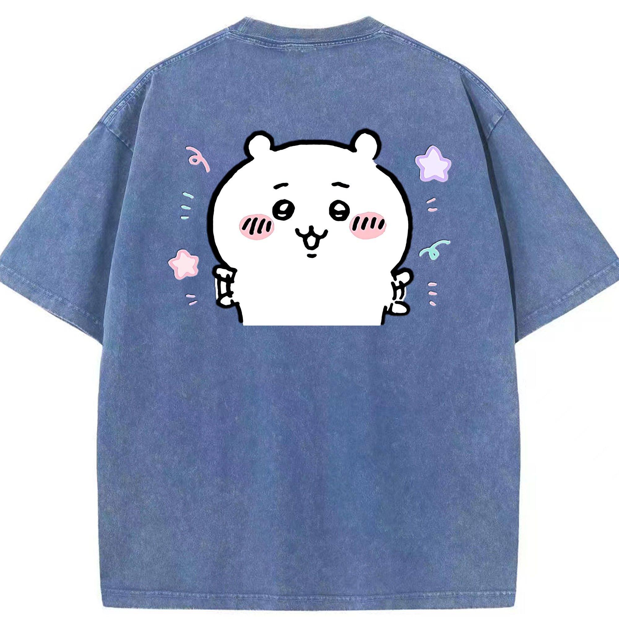 （画像用） ちいかわ ちいかわ Chii-kawa chiikawa 綿100% ヴィンテージ風 半袖Tシャツ（背面プリント）