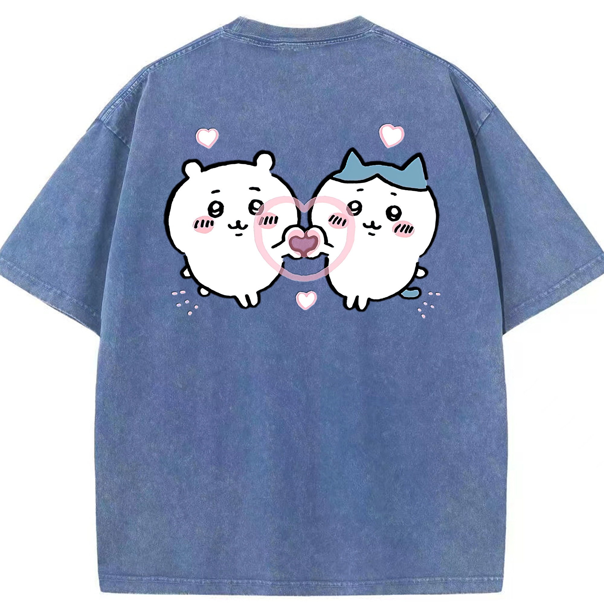 （画像用） ちいかわ ちいかわ Chii-kawa chiikawa 綿100% ヴィンテージ風 半袖Tシャツ（背面プリント）