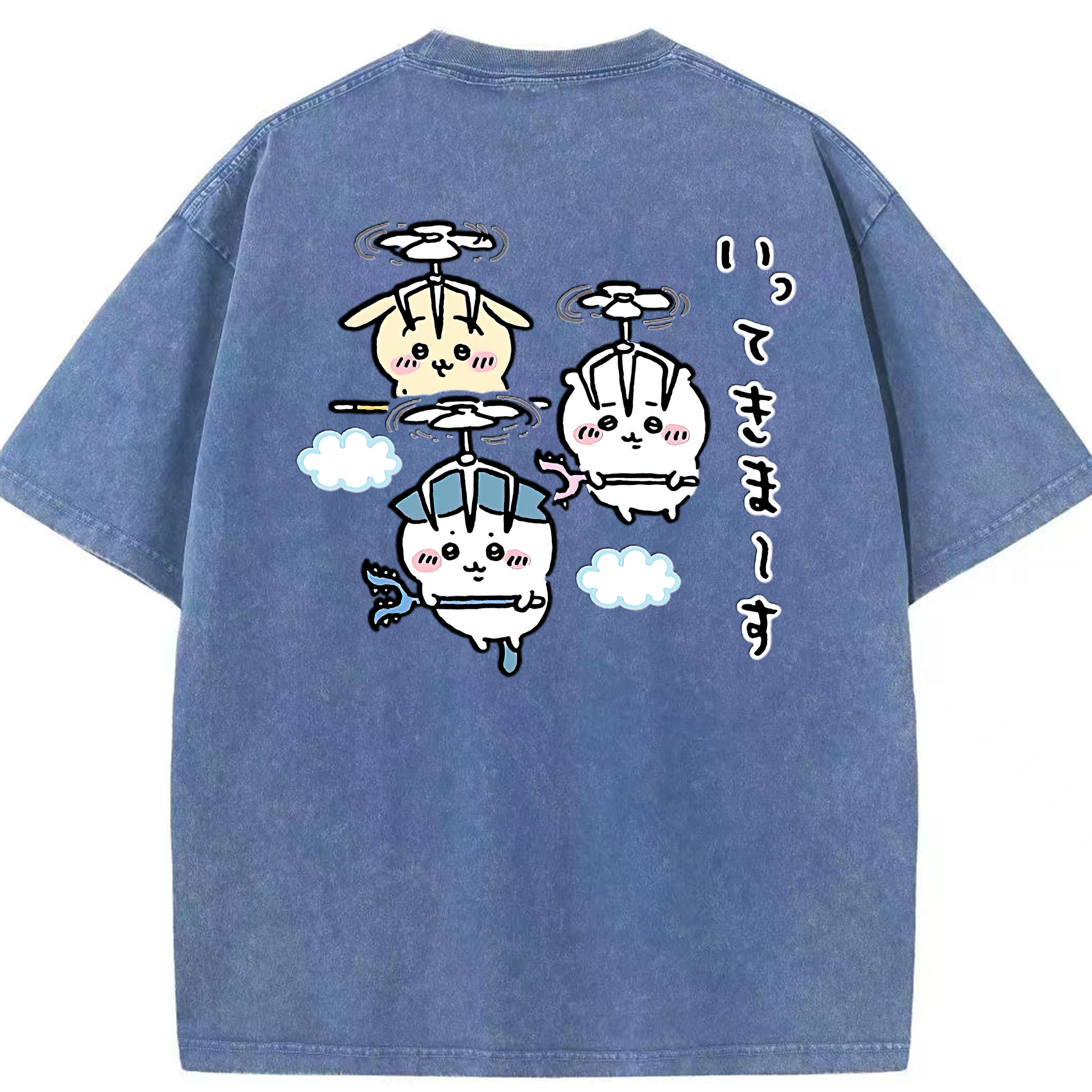 （画像用） ちいかわ ちいかわ Chii-kawa chiikawa 綿100% ヴィンテージ風 半袖Tシャツ（背面プリント）
