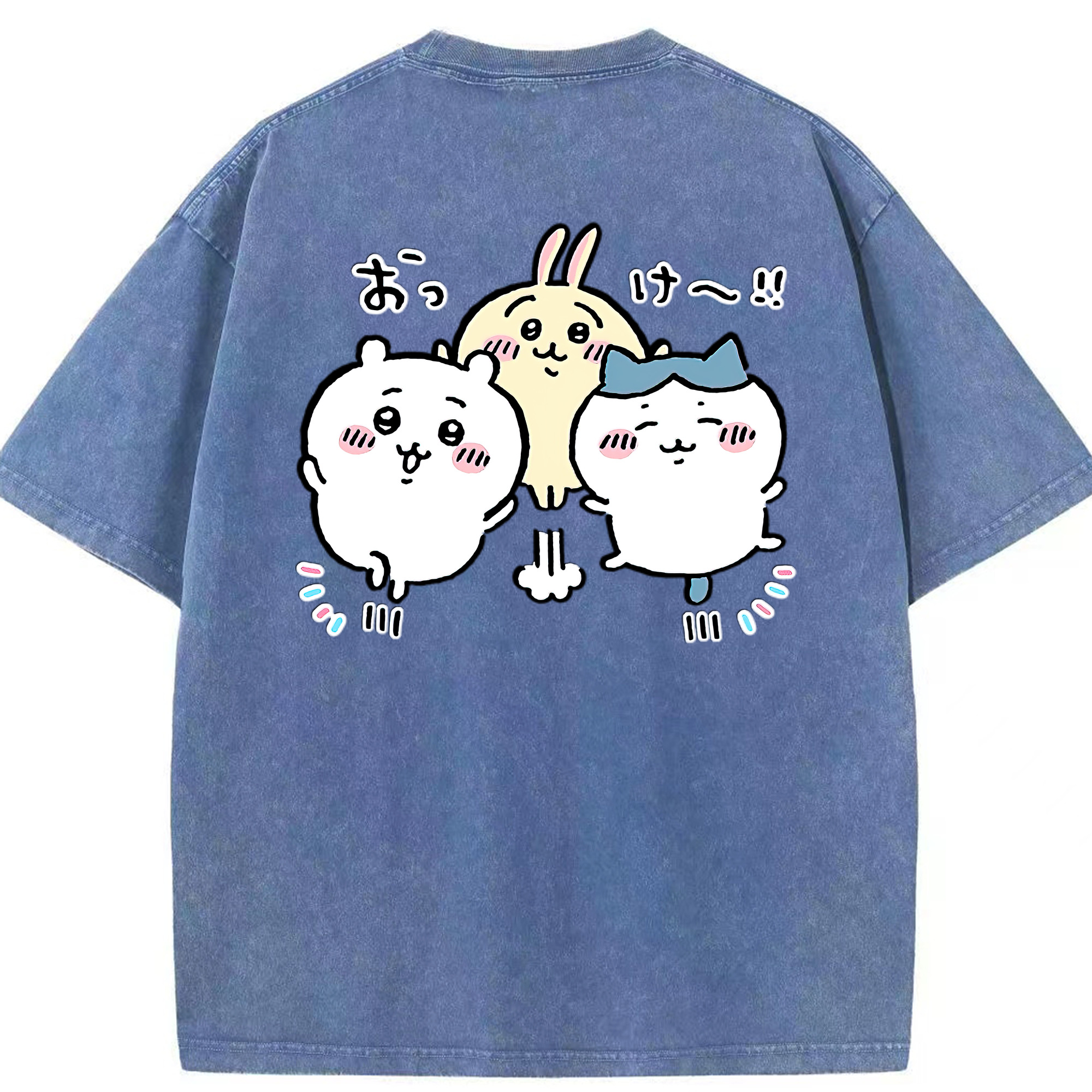 （画像用） ちいかわ ちいかわ Chii-kawa chiikawa 綿100% ヴィンテージ風 半袖Tシャツ（背面プリント）