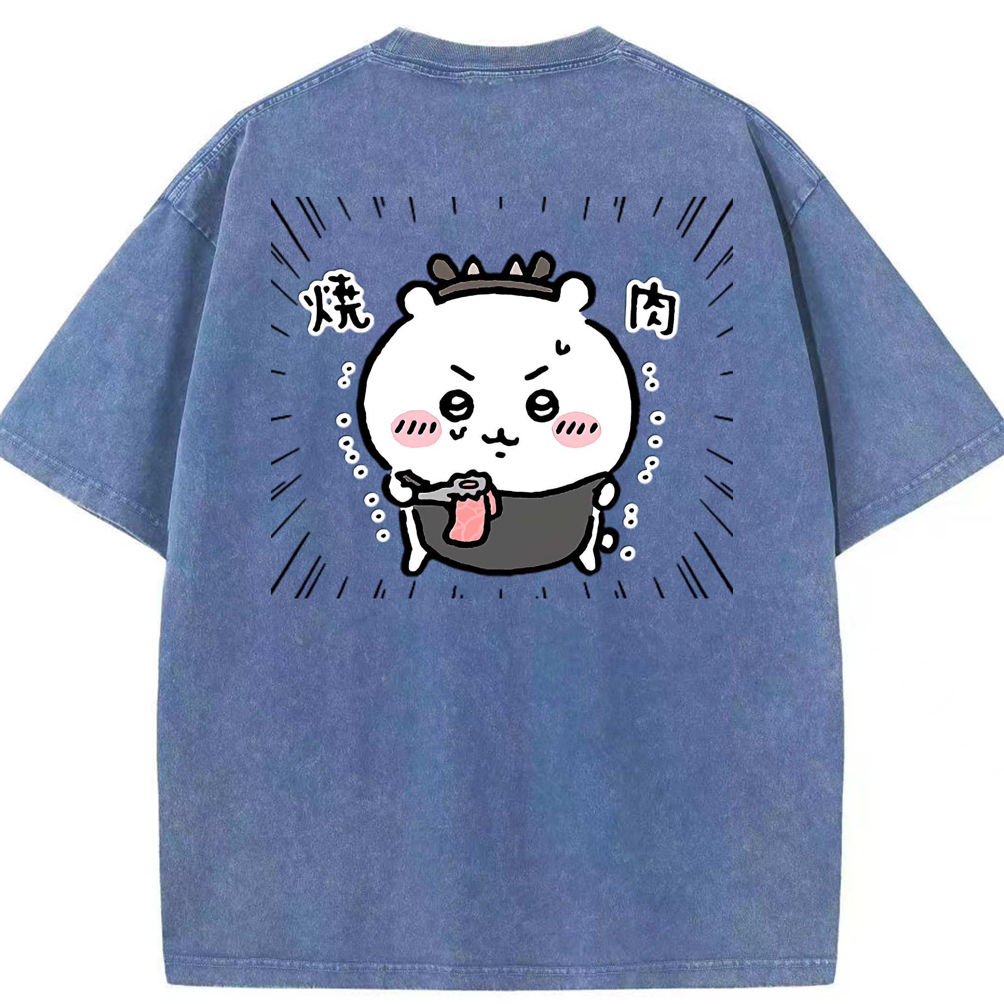 （画像用） ちいかわ ちいかわ Chii-kawa chiikawa 綿100% ヴィンテージ風 半袖Tシャツ（背面プリント）