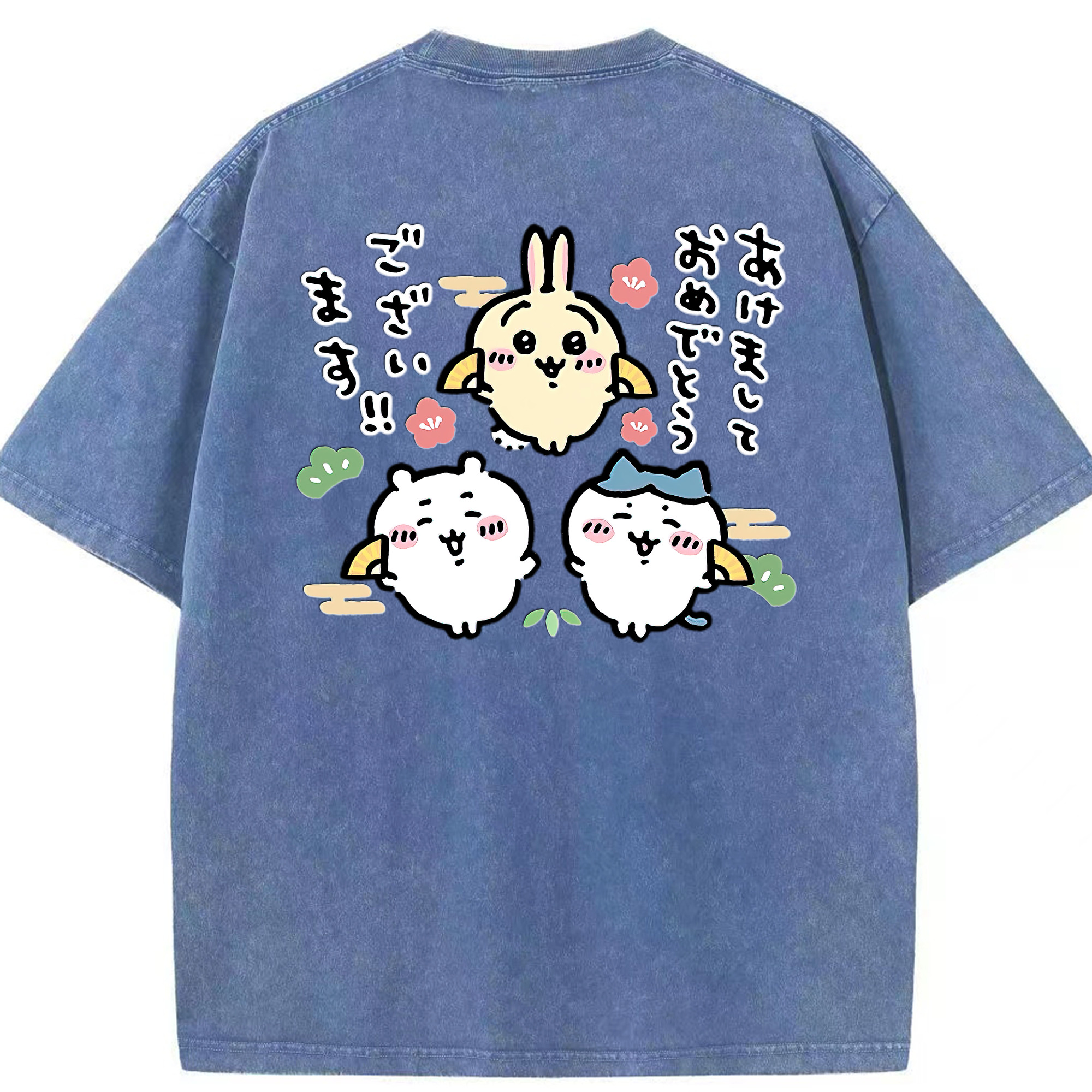 （画像用） ちいかわ ちいかわ Chii-kawa chiikawa 綿100% ヴィンテージ風 半袖Tシャツ（背面プリント）