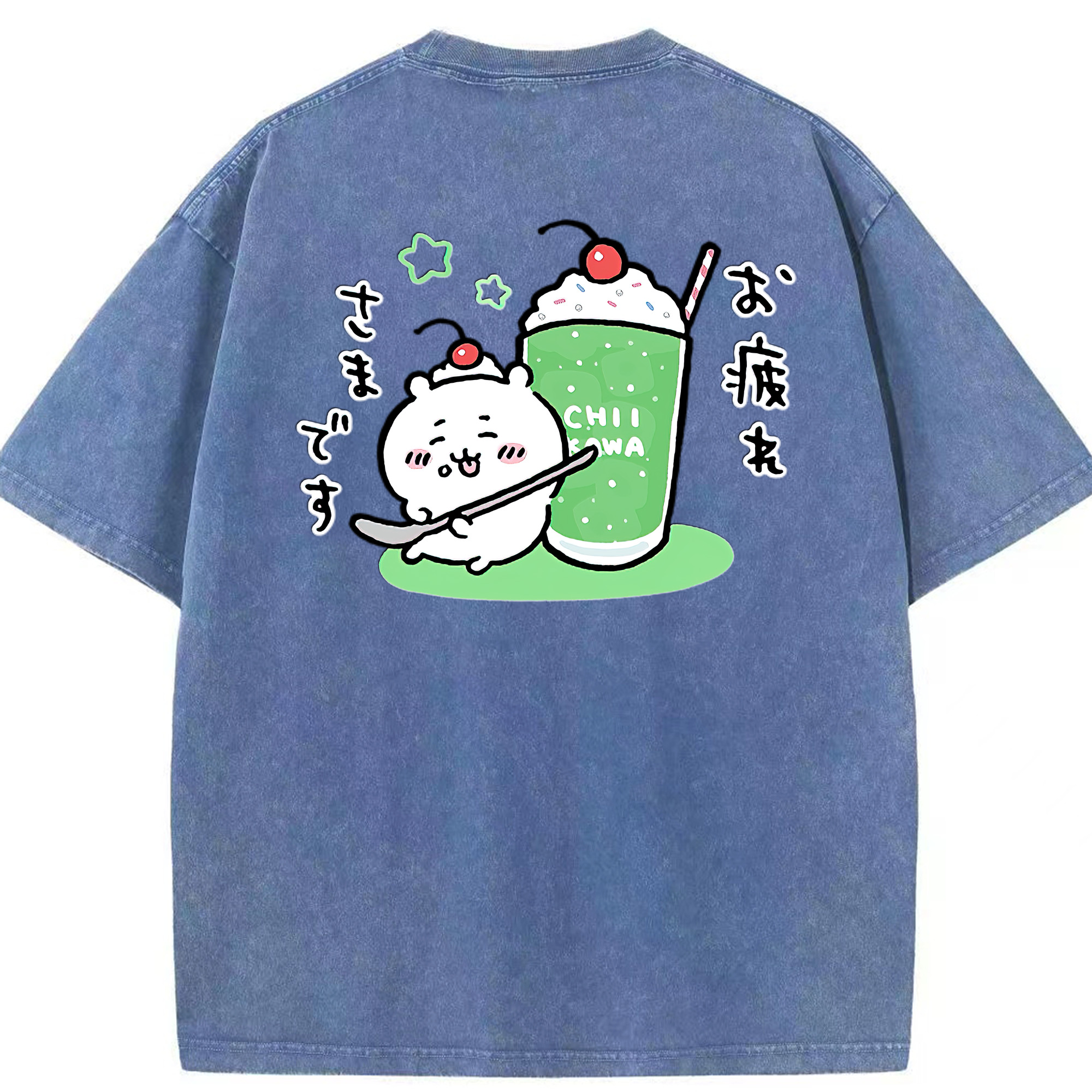 （画像用） ちいかわ ちいかわ Chii-kawa chiikawa 綿100% ヴィンテージ風 半袖Tシャツ（背面プリント）