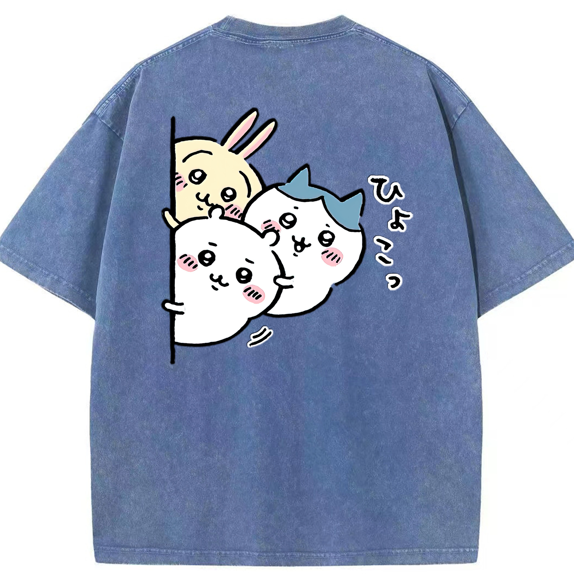 （画像用） ちいかわ うさぎ Chii-kawa usagi 綿100% ヴィンテージ風 半袖Tシャツ（背面プリント）