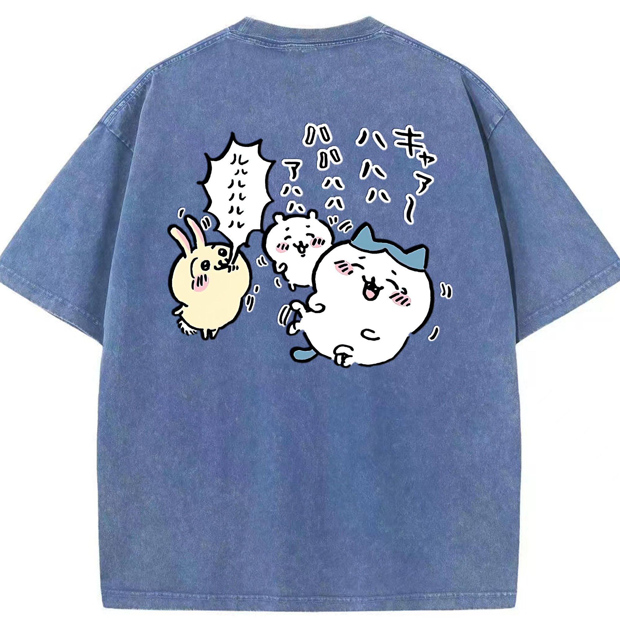 （画像用） ちいかわ うさぎ Chii-kawa usagi 綿100% ヴィンテージ風 半袖Tシャツ（背面プリント）