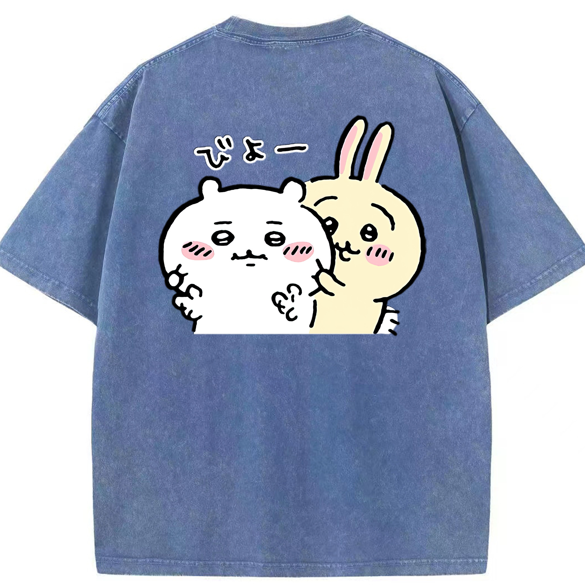 （画像用） ちいかわ うさぎ Chii-kawa usagi 綿100% ヴィンテージ風 半袖Tシャツ（背面プリント）
