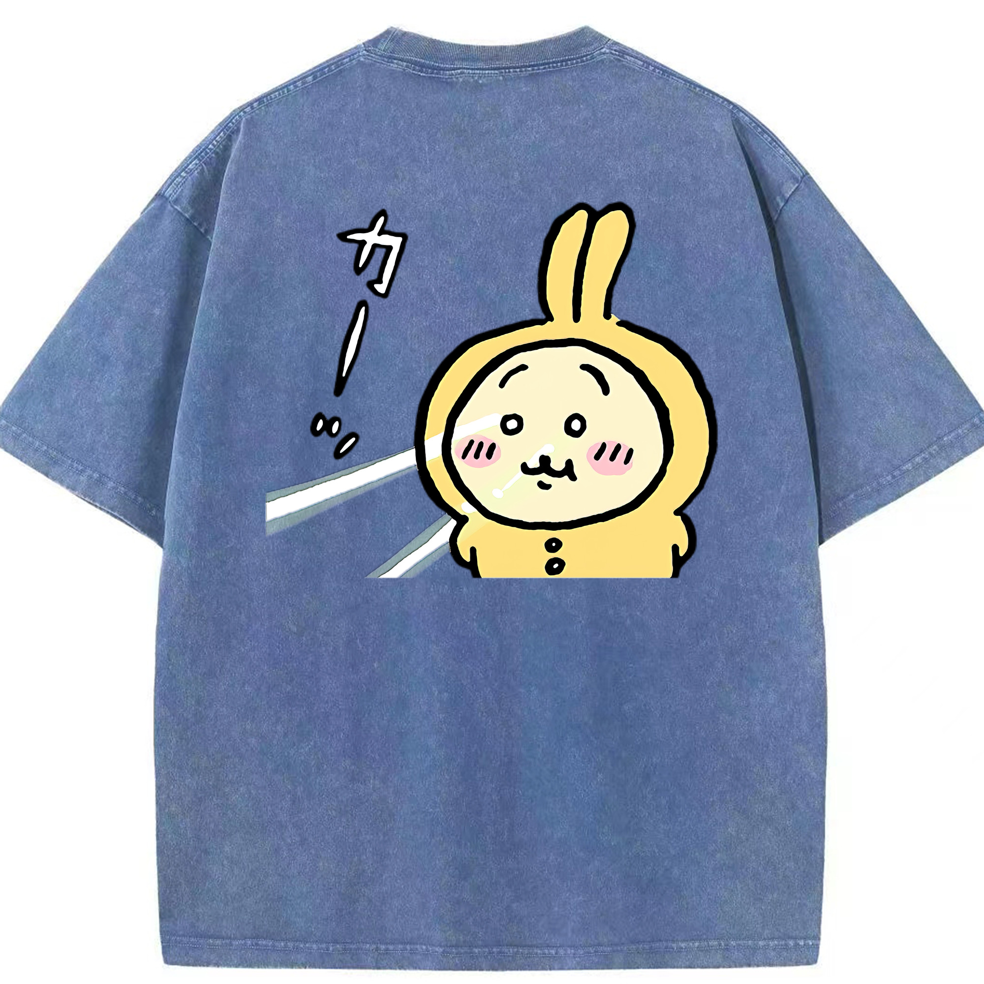 （画像用） ちいかわ うさぎ Chii-kawa usagi 綿100% ヴィンテージ風 半袖Tシャツ（背面プリント）