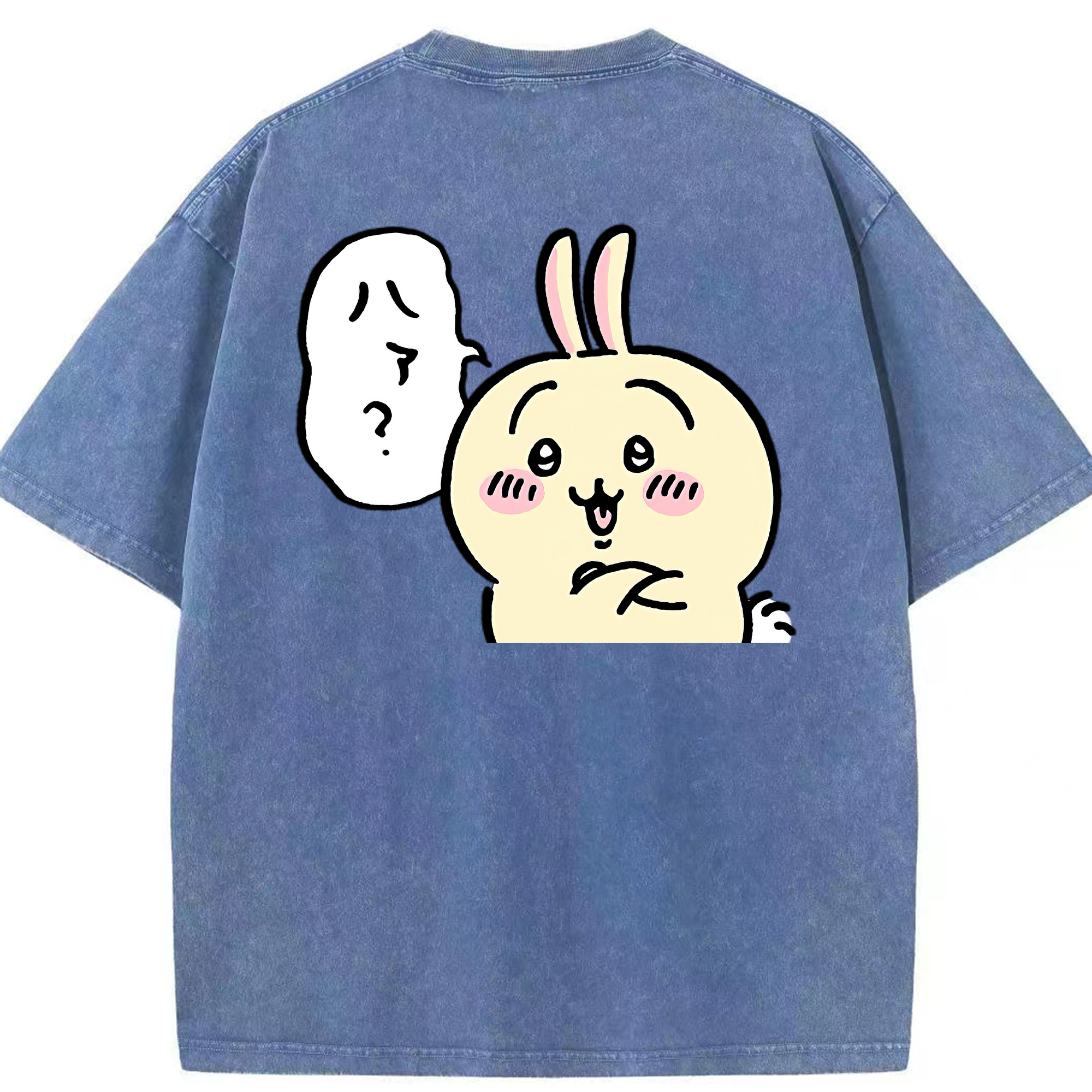 （画像用） ちいかわ うさぎ Chii-kawa usagi 綿100% ヴィンテージ風 半袖Tシャツ（背面プリント）