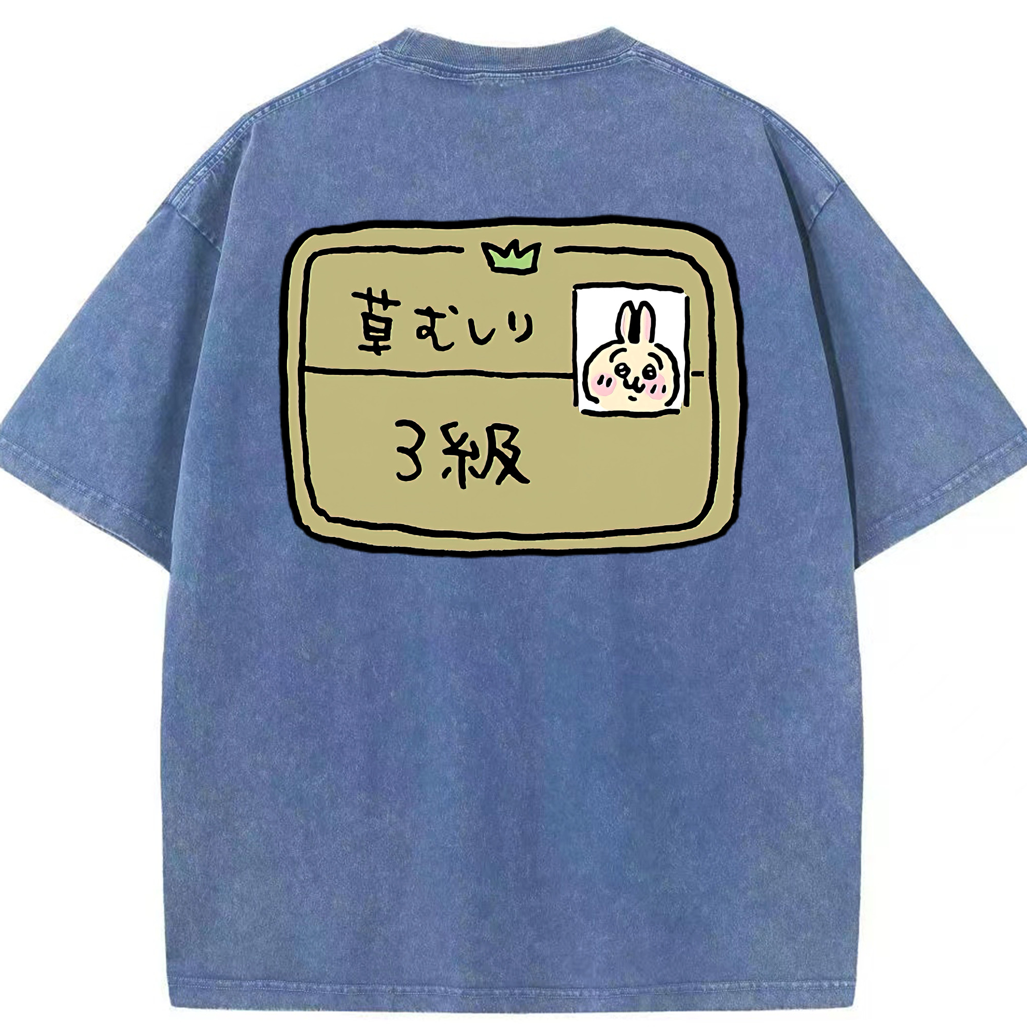 （画像用） ちいかわ うさぎ Chii-kawa usagi 綿100% ヴィンテージ風 半袖Tシャツ（背面プリント）