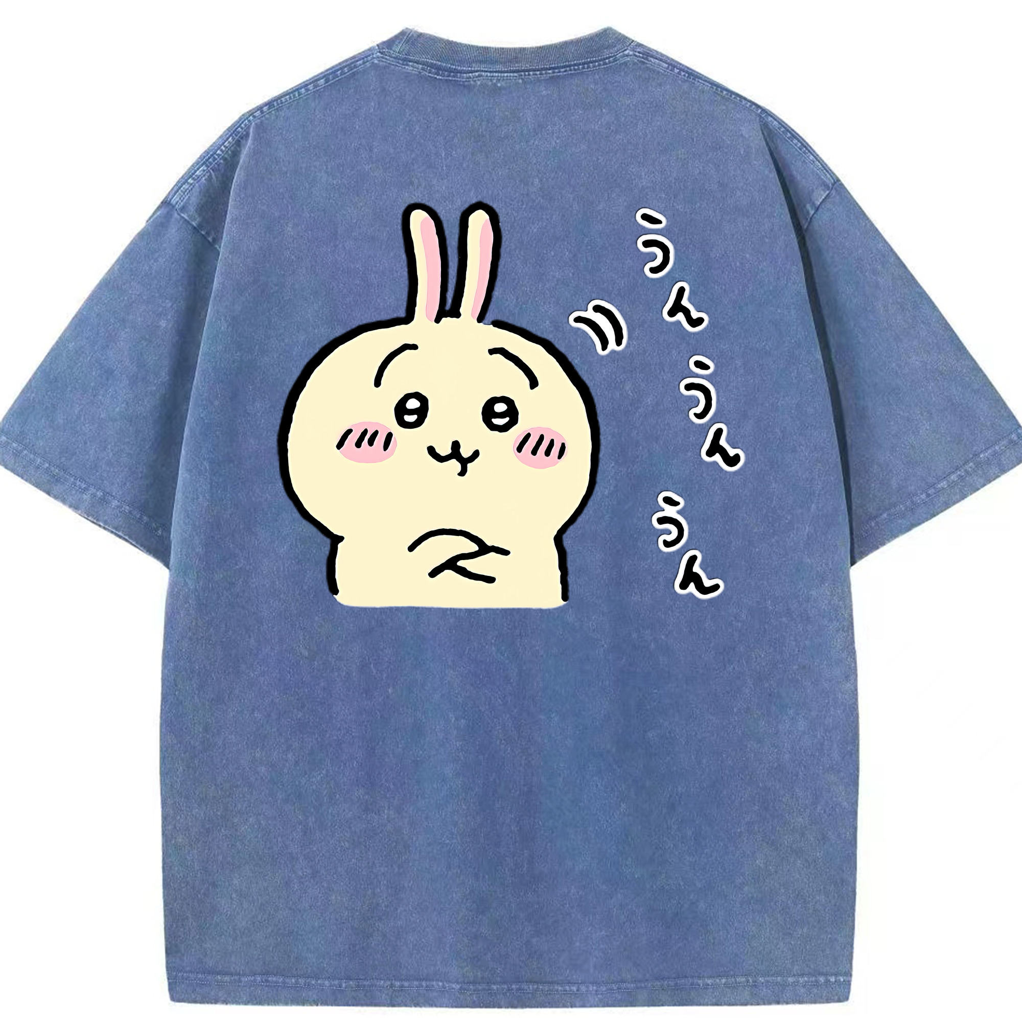 （画像用） ちいかわ うさぎ Chii-kawa usagi 綿100% ヴィンテージ風 半袖Tシャツ（背面プリント）