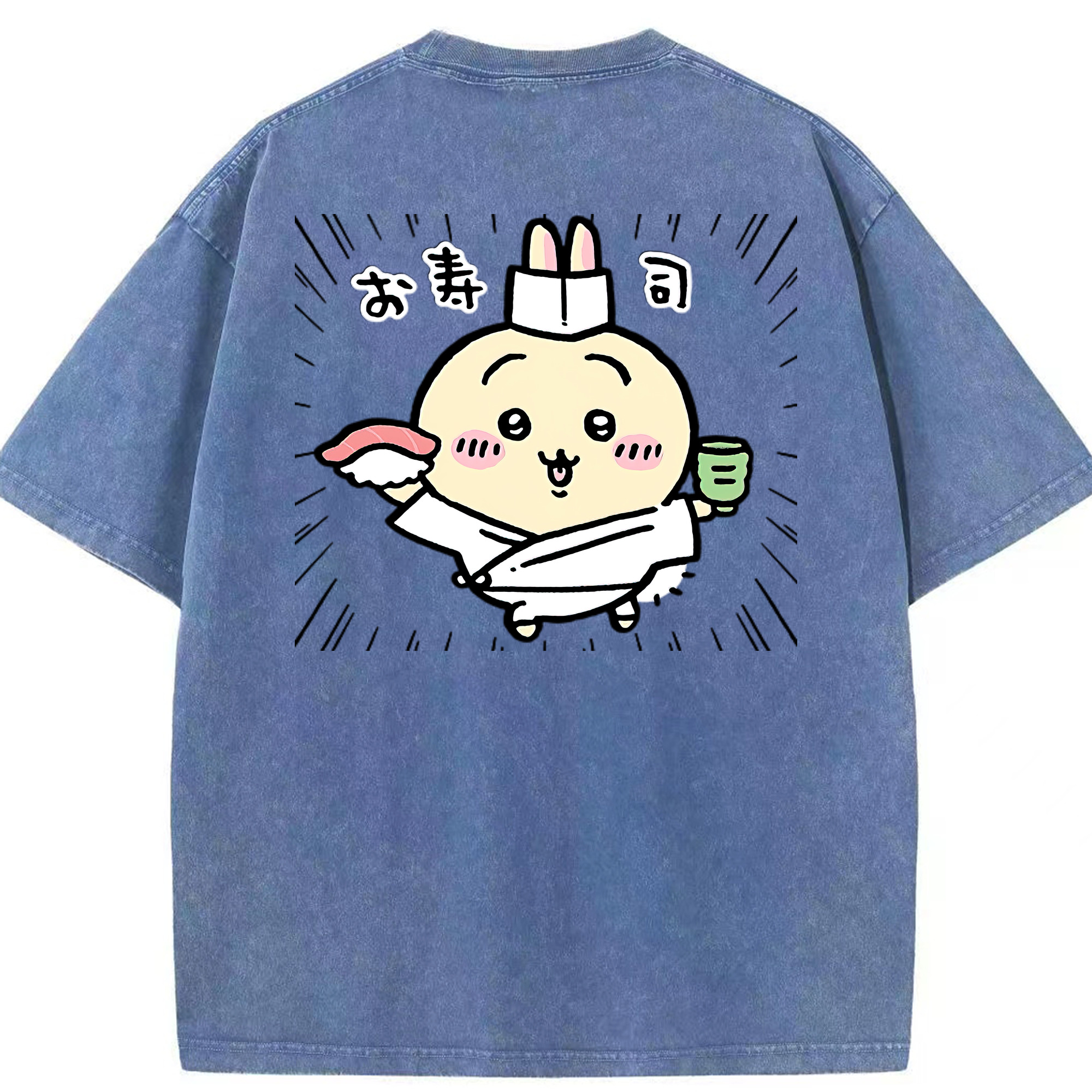 （画像用） ちいかわ うさぎ Chii-kawa usagi 綿100% ヴィンテージ風 半袖Tシャツ（背面プリント）