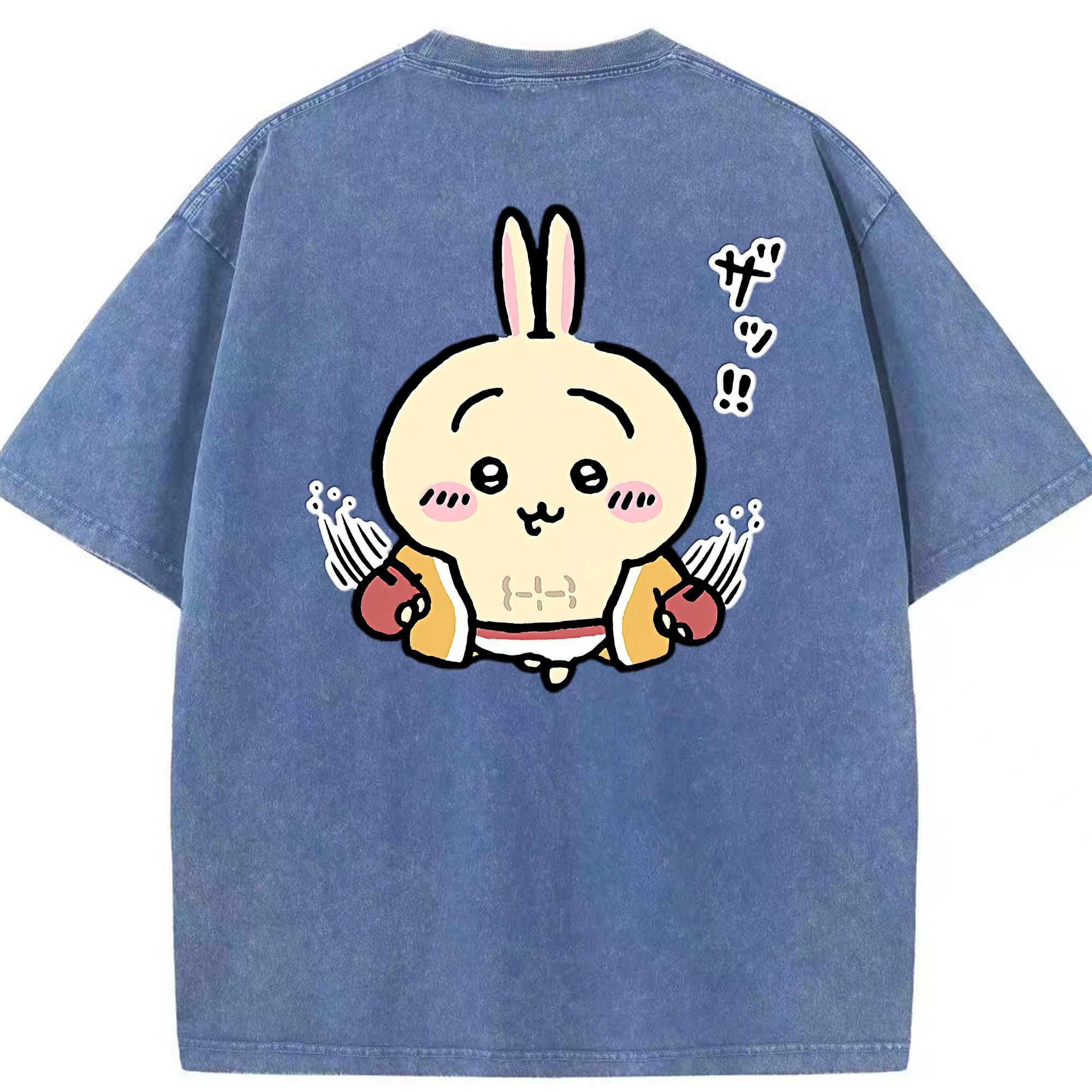 （画像用） ちいかわ うさぎ Chii-kawa usagi 綿100% ヴィンテージ風 半袖Tシャツ（背面プリント）