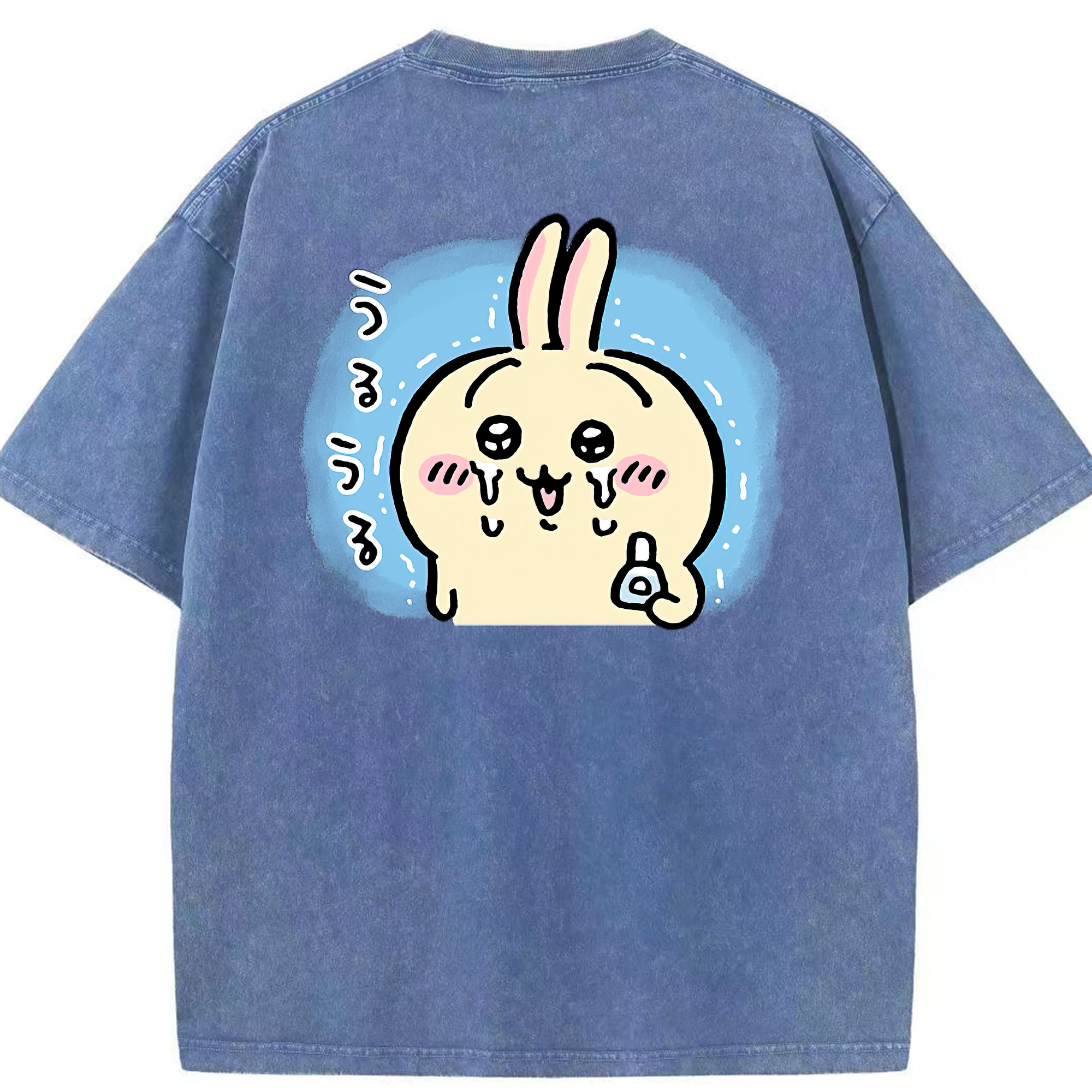 （画像用） ちいかわ うさぎ Chii-kawa usagi 綿100% ヴィンテージ風 半袖Tシャツ（背面プリント）