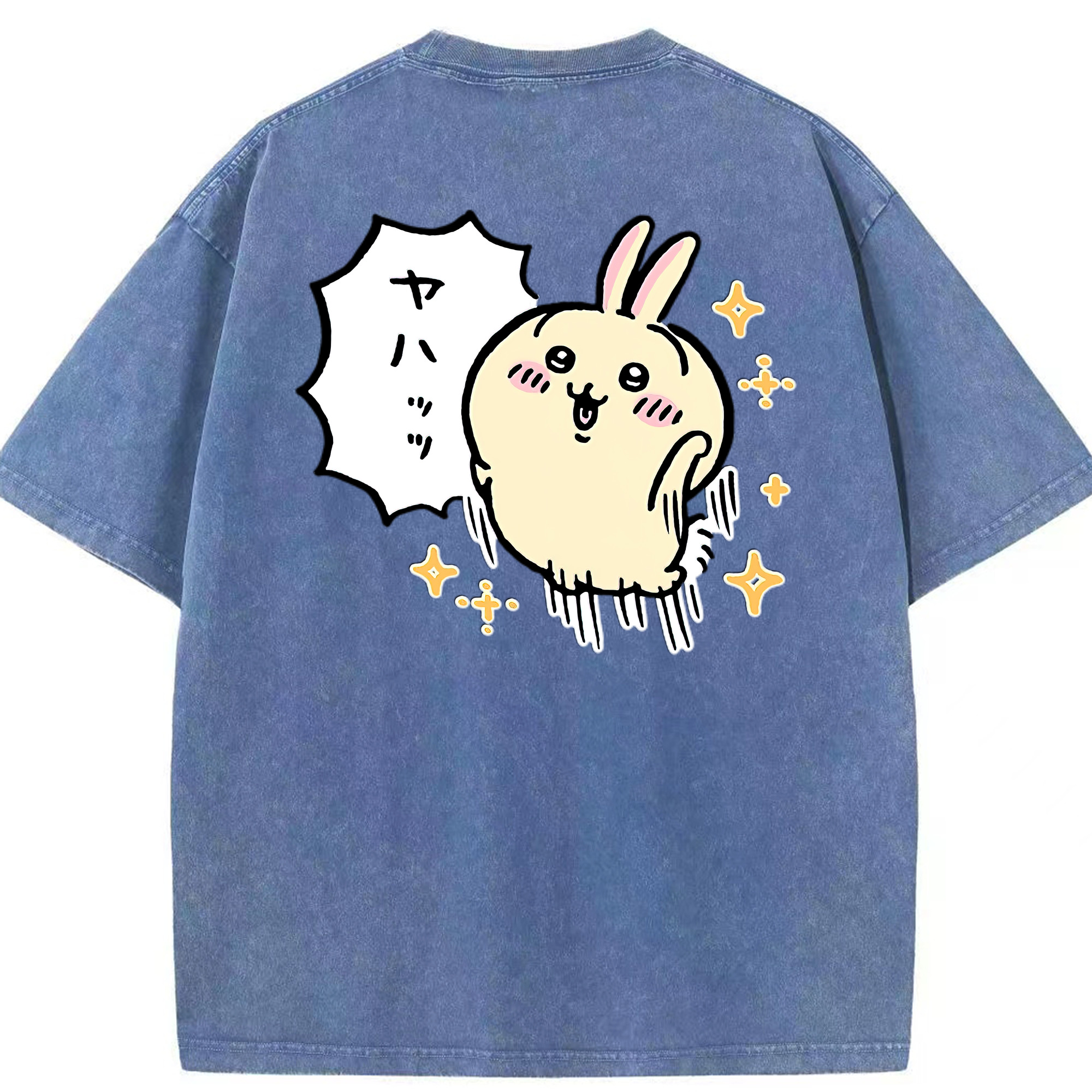 （画像用） ちいかわ うさぎ Chii-kawa usagi 綿100% ヴィンテージ風 半袖Tシャツ（背面プリント）