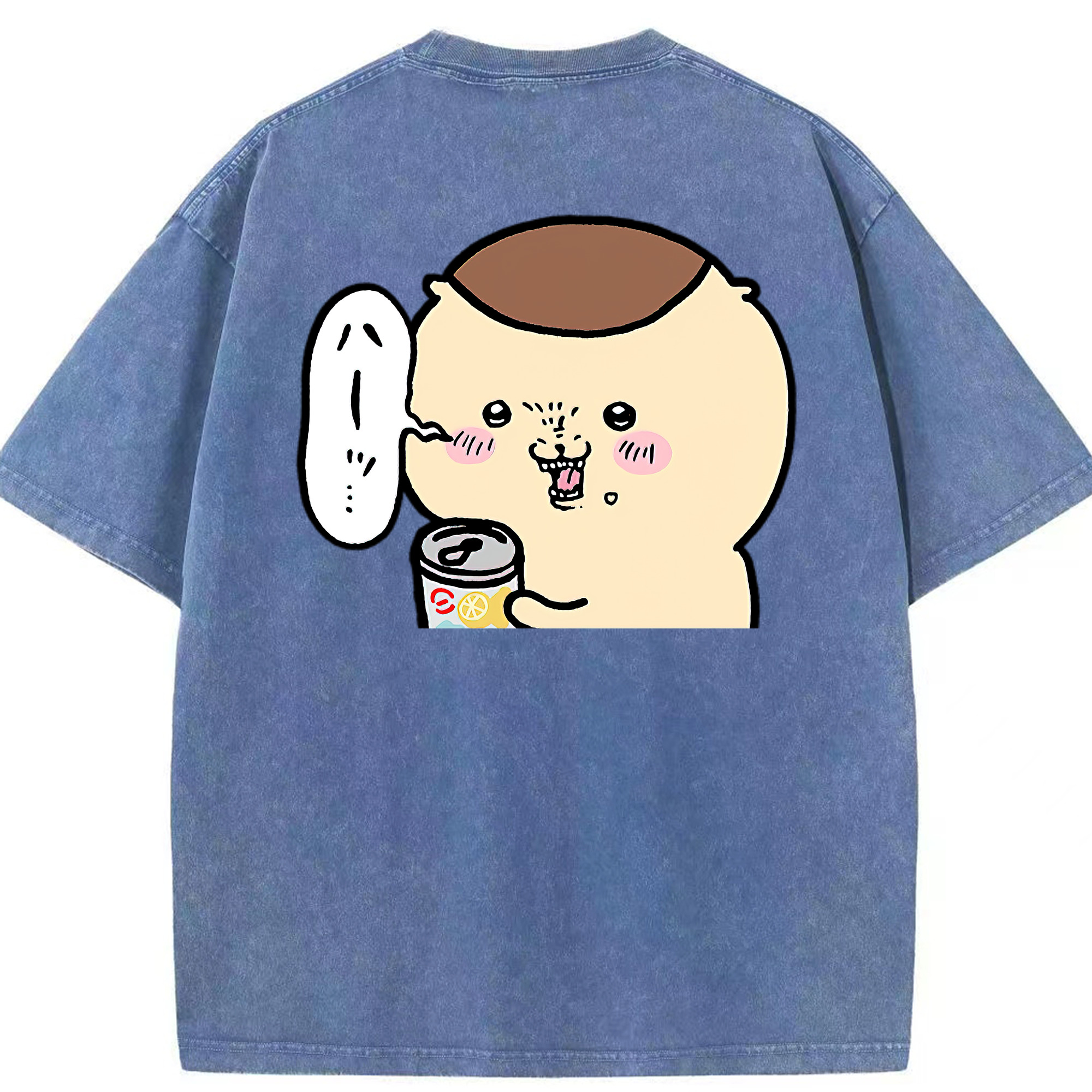 （画像用） ちいかわ くりまんじゅう Chii-kawa kuri manjū 綿100% ヴィンテージ風 半袖Tシャツ（背面プリント）