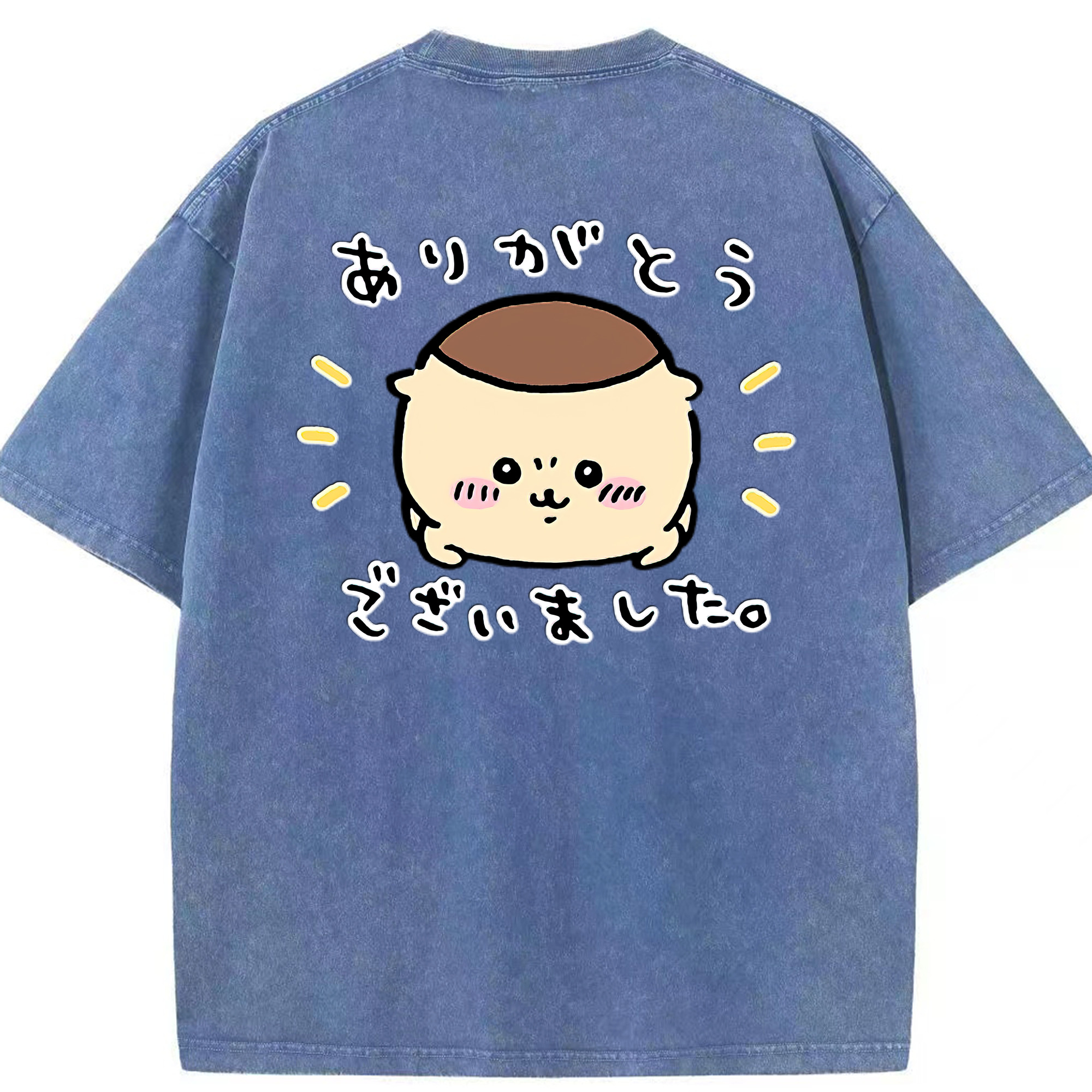 （画像用） ちいかわ くりまんじゅう Chii-kawa kuri manjū 綿100% ヴィンテージ風 半袖Tシャツ（背面プリント）