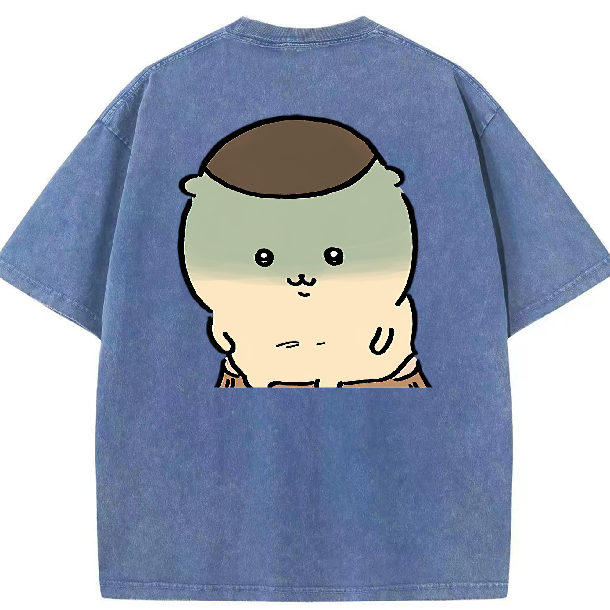（画像用） ちいかわ くりまんじゅう Chii-kawa kuri manjū 綿100% ヴィンテージ風 半袖Tシャツ（背面プリント）