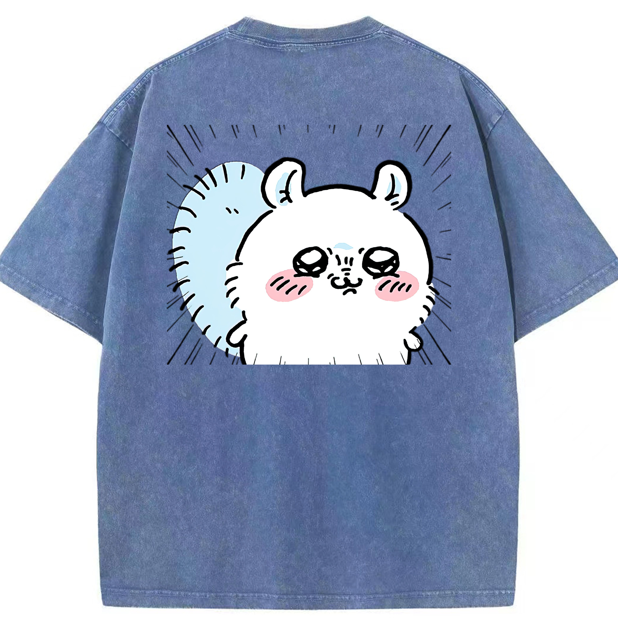 （画像用） ちいかわ モモンガ Chii-kawa Momonga 綿100% ヴィンテージ風 半袖Tシャツ（背面プリント）