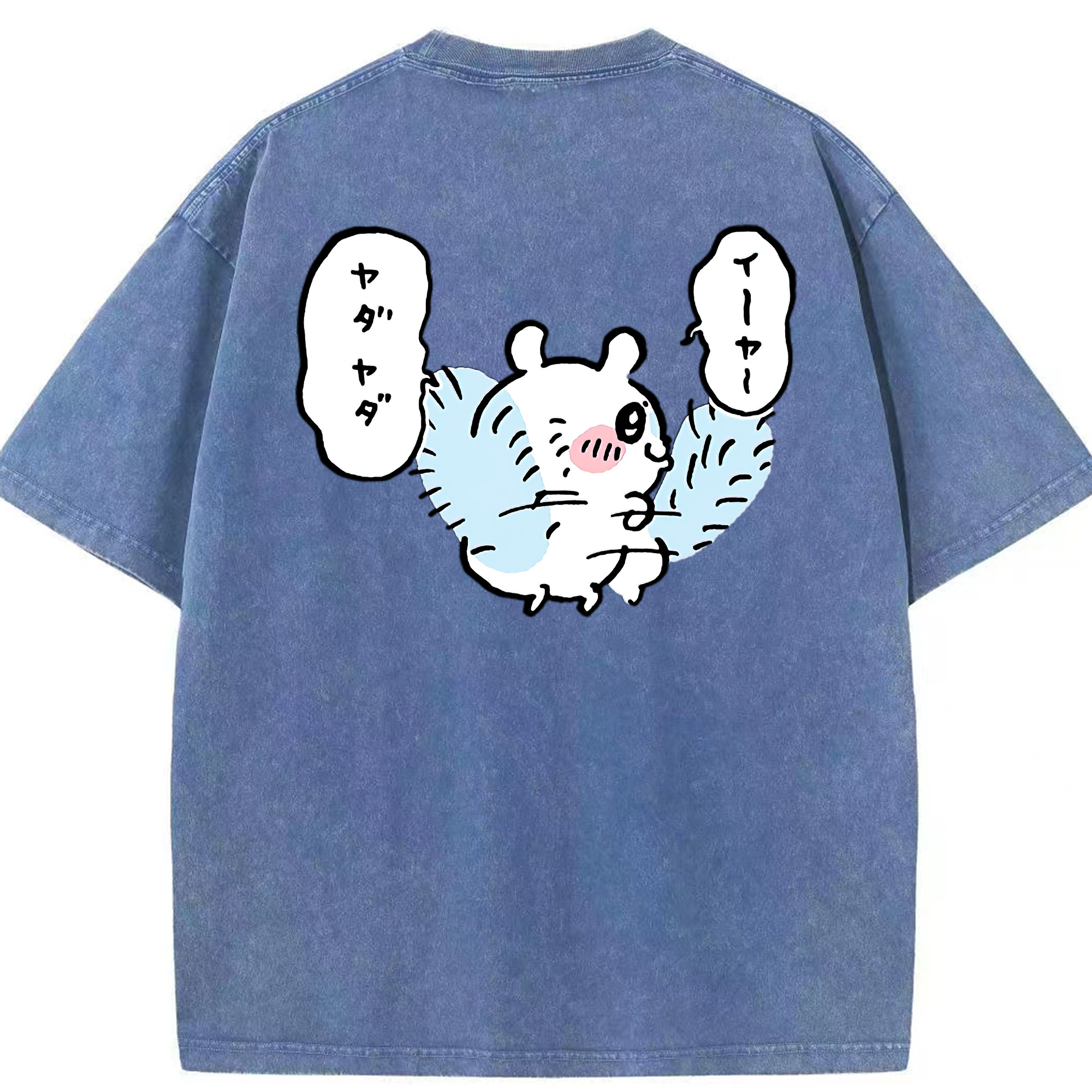 （画像用） ちいかわ モモンガ Chii-kawa Momonga 綿100% ヴィンテージ風 半袖Tシャツ（背面プリント）