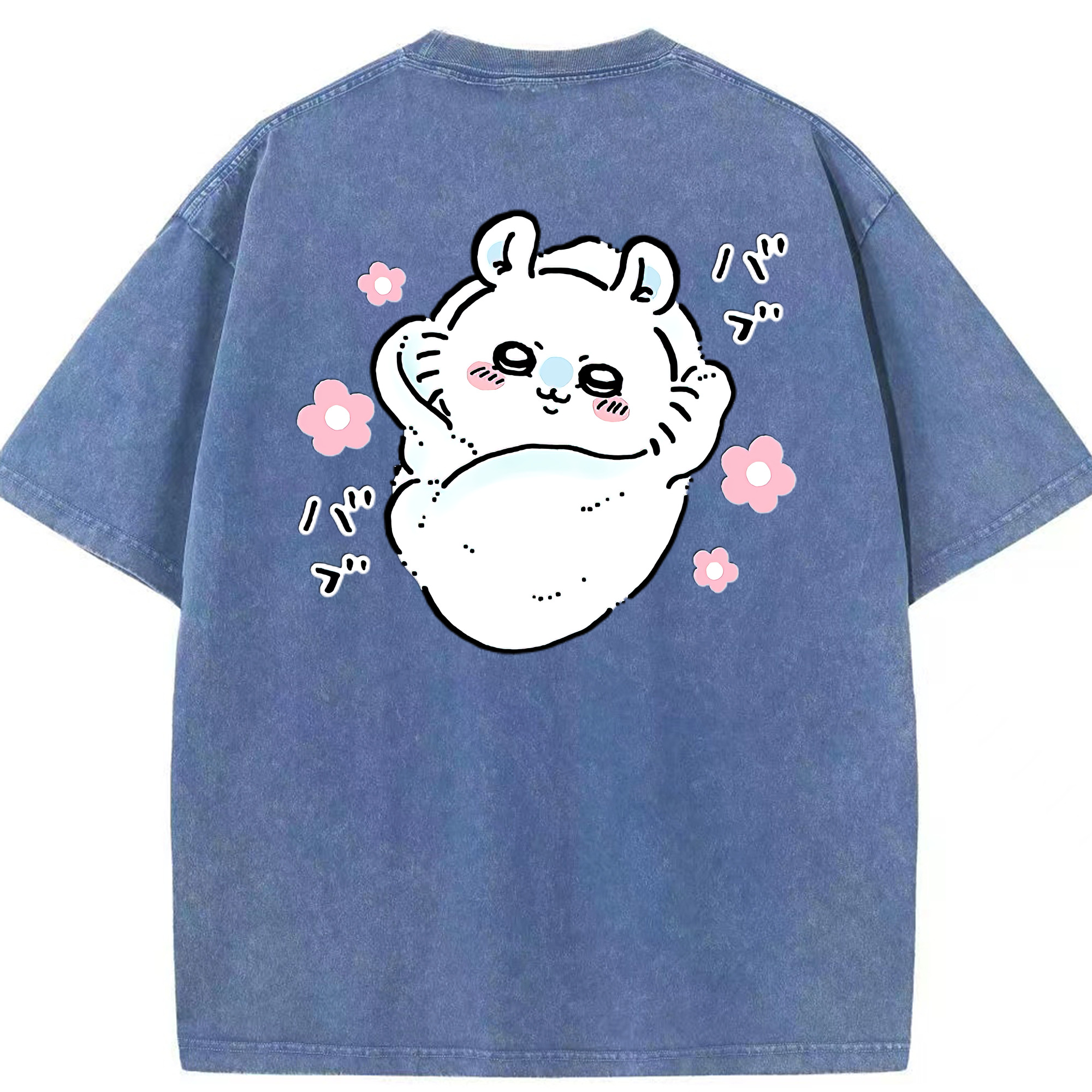 （画像用） ちいかわ モモンガ Chii-kawa Momonga 綿100% ヴィンテージ風 半袖Tシャツ（背面プリント）